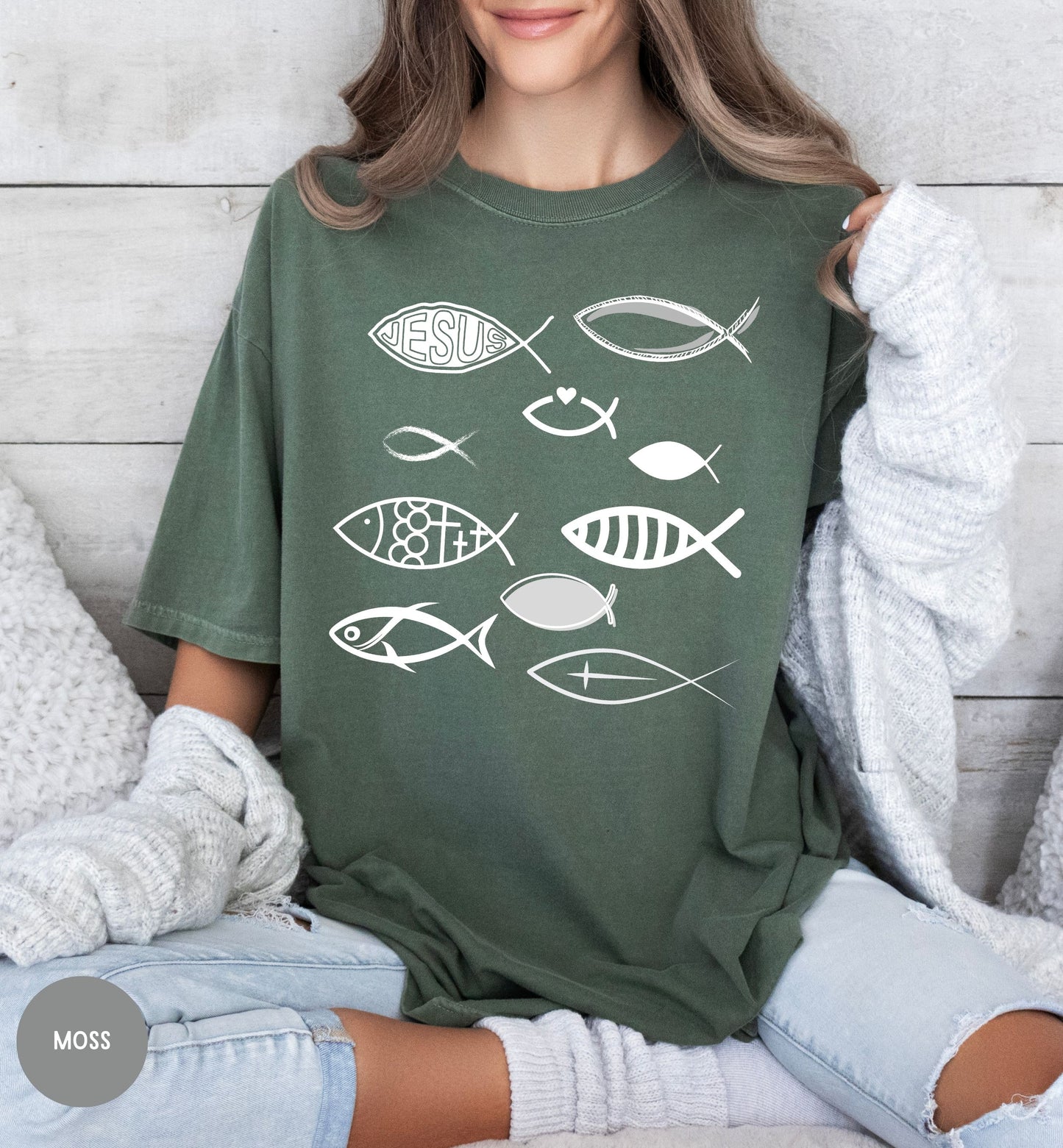 Jesus fish, Bible story -Jesus feeds the 5000, Christian t-shirt, Religious apparel, Faith shirt, Inspirational bible tee, Christian gift.