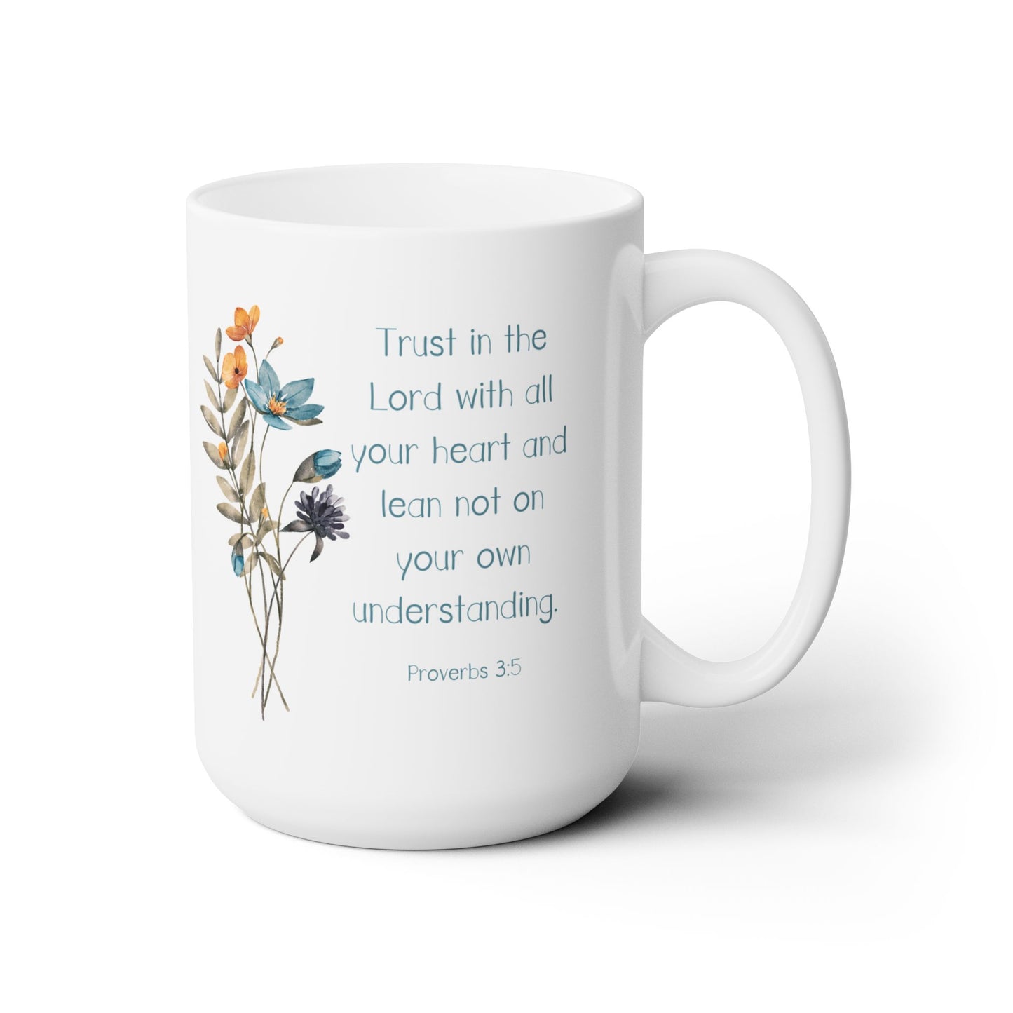 Trust in the Lord Christian coffee mug, Proverbs 3, bible verse, Faith gifts for women, Floral mug for mom, Mothers day or birthday gift.