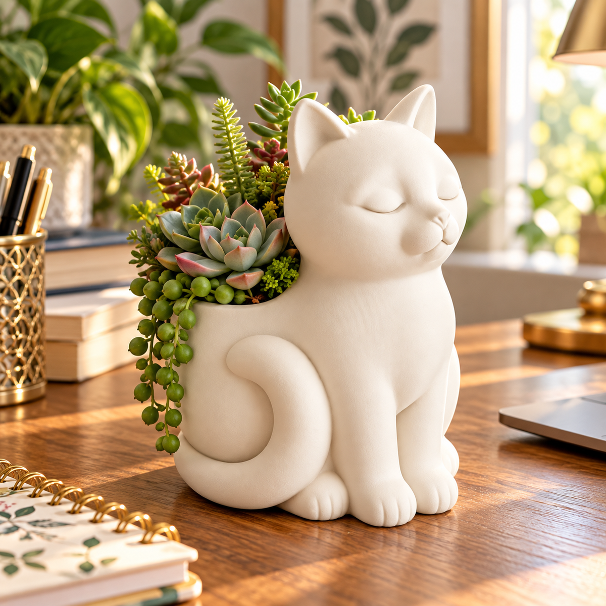 3D Printed Cat Succulent Planter – Cute Kitty Plant Pot | PLA Cat Planter | Cat Lover Gift | Small Indoor Planter | Desk & Window Decor