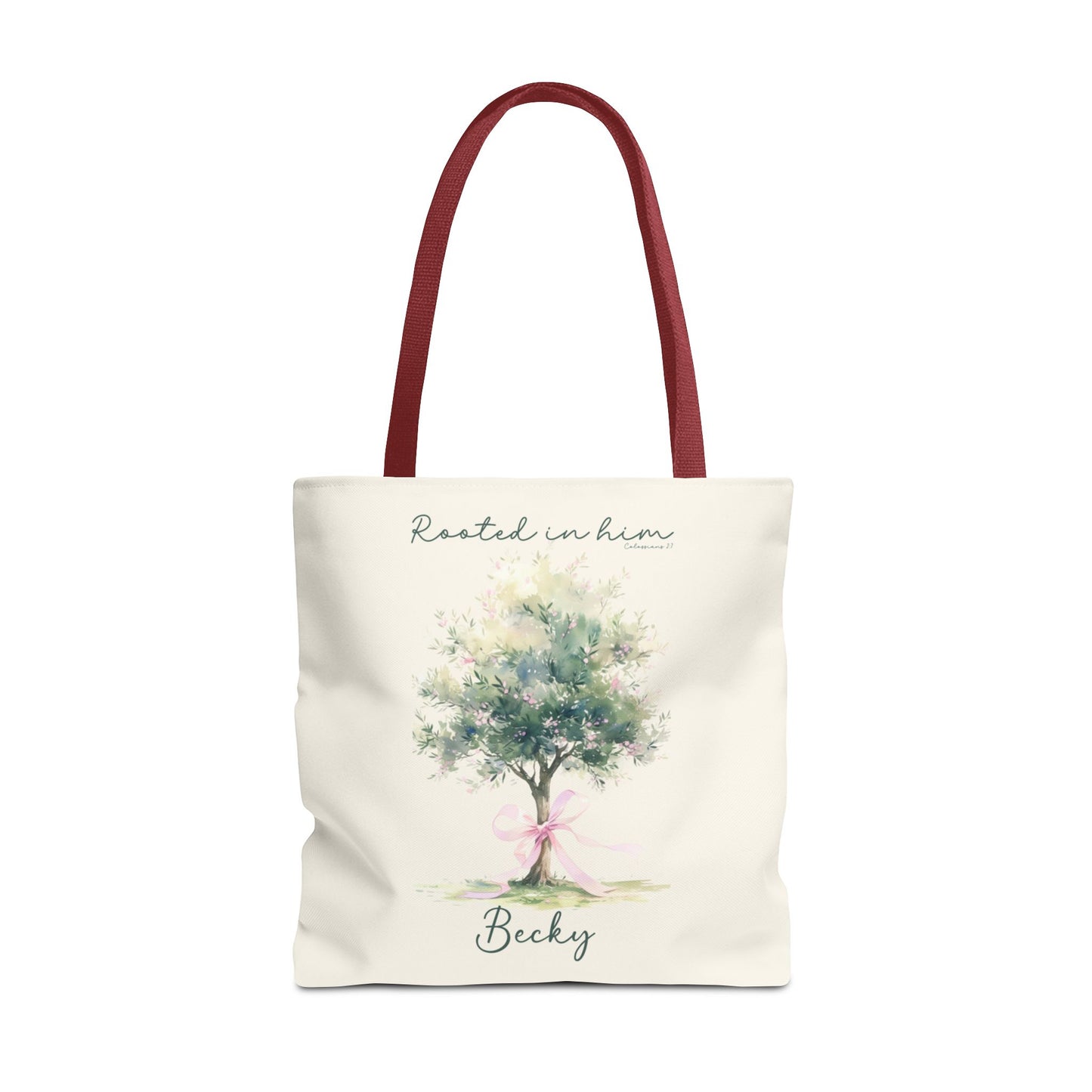 Christian tote bag, Rooted in him, Bible bag, Bible verse gift, Faith tote, Christian Girl gift, Baptism gift, Chruch bag, Scripture gift.
