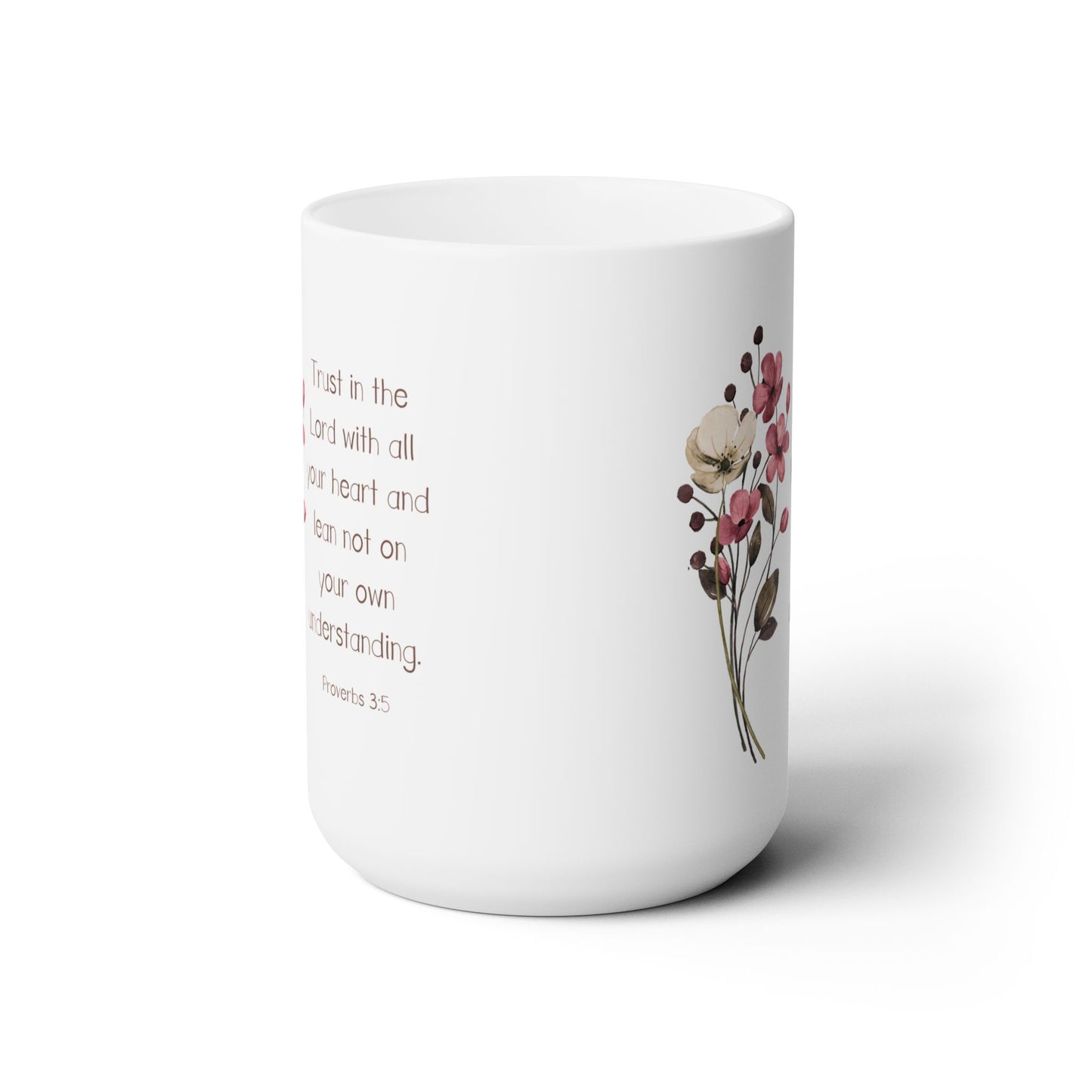 Trust in the Lord christian coffee mug, Proverbs 3, bible verse, Faith gifts for women, Floral mug for mom, Mothers day  or birthday gift.