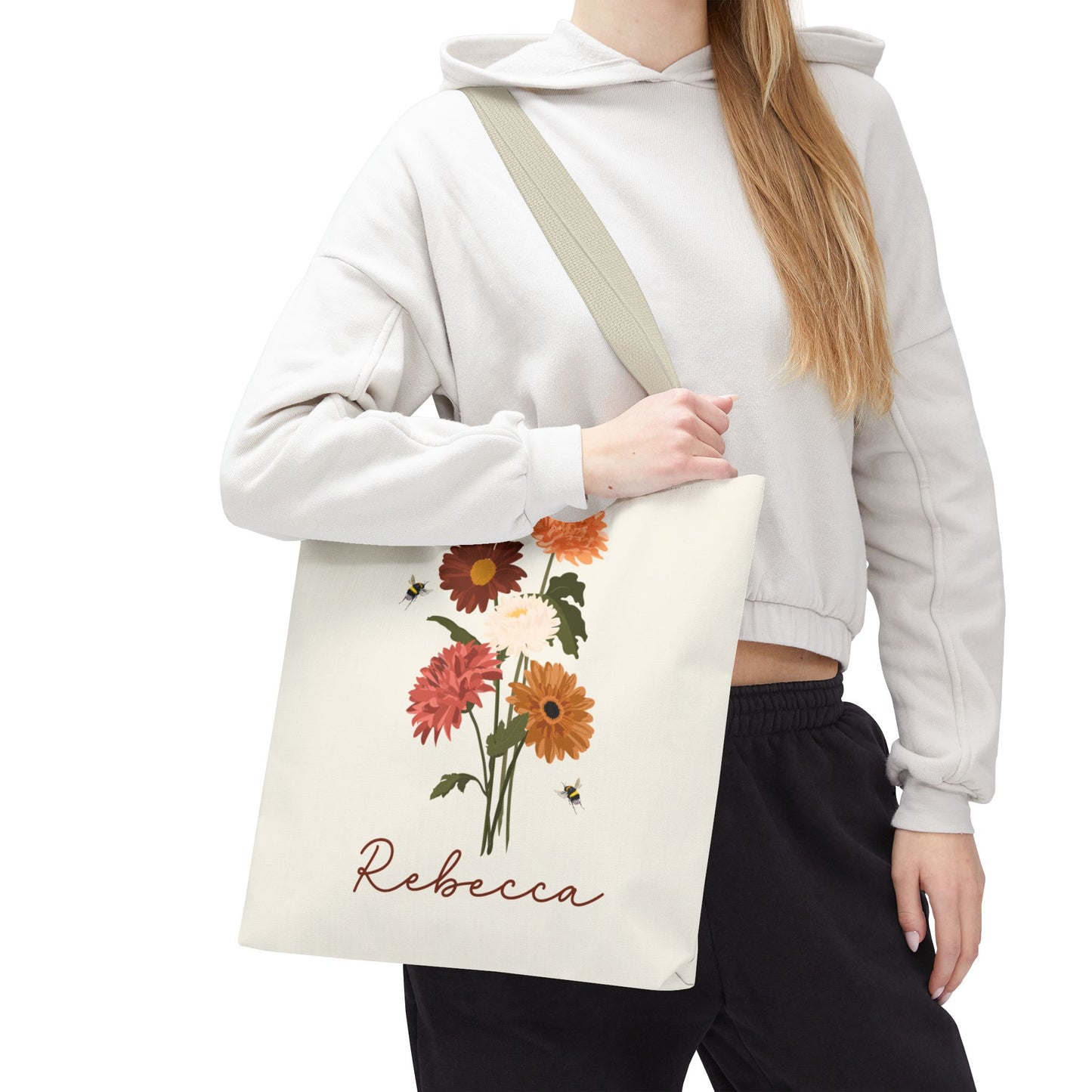 Personalized tote bag, Wildflower tote bag, Teacher tote bag, Custom Bridesmaid tote bag, Book lovers Bag, Personalized gift,  Flower tote.