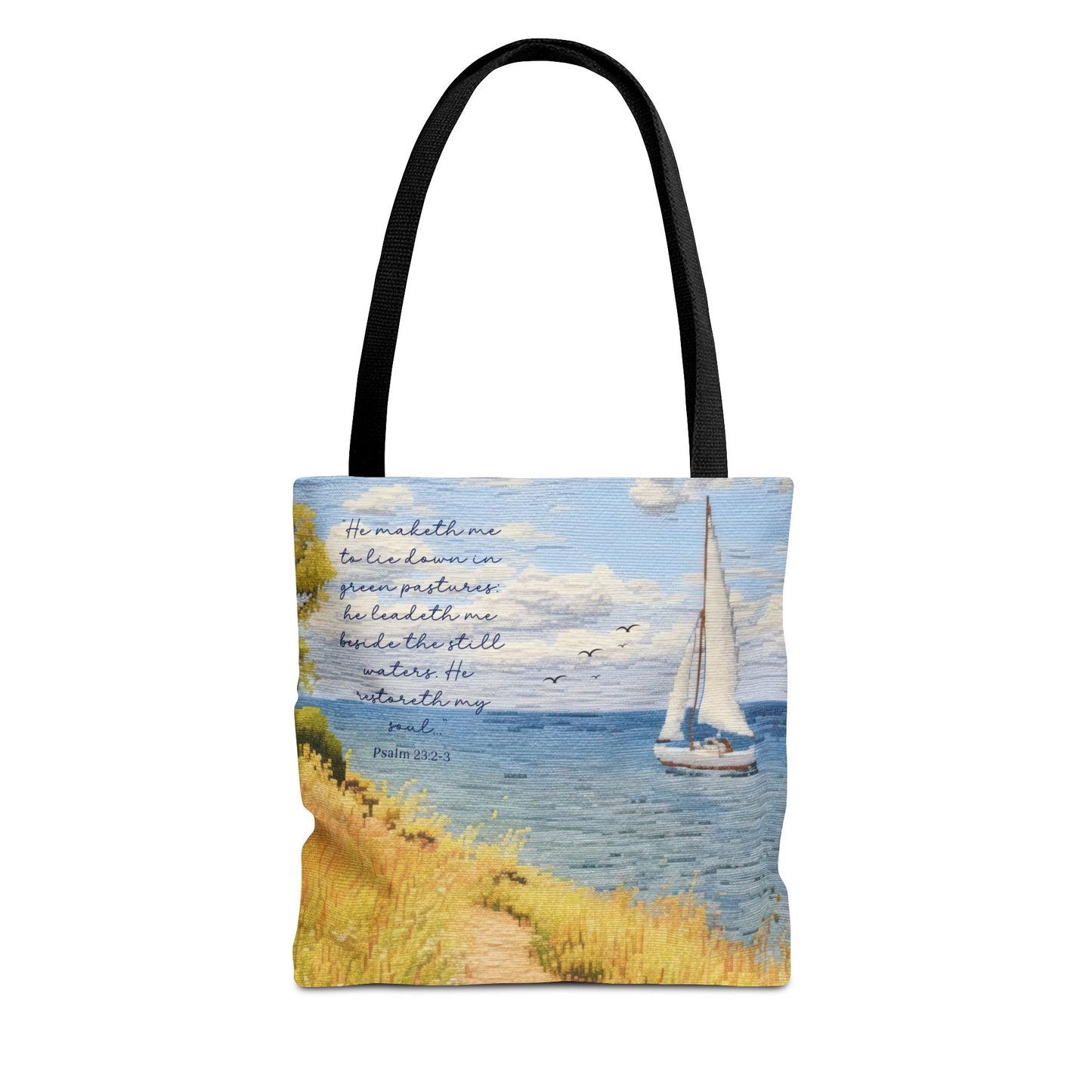 Psalm 23, Bible study tote bag, Christian tote, Weekender bag , Scripture tote , Beach tote bag, Coastal tote, Church bag, Gift for Friend.