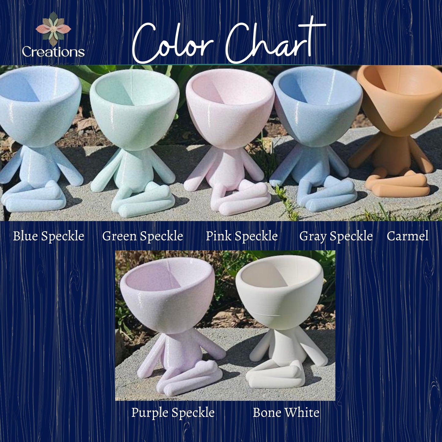 Mini Pot People Planter Set – 5” Succulent Planter Trio (Choose Your Style) Laid Back, Criss Cross, or Laying Down