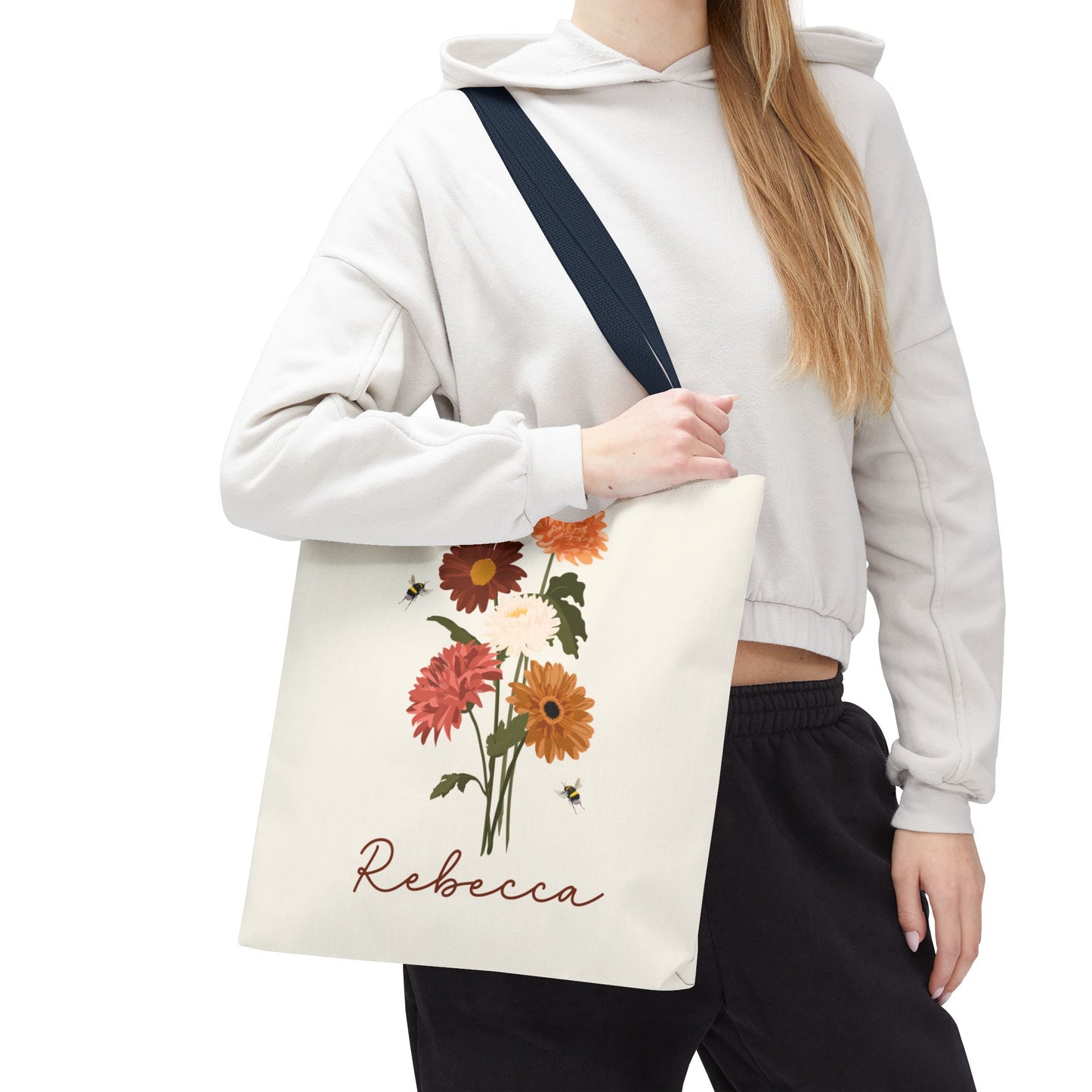 Personalized tote bag, Wildflower tote bag, Teacher tote bag, Custom Bridesmaid tote bag, Book lovers Bag, Personalized gift,  Flower tote.