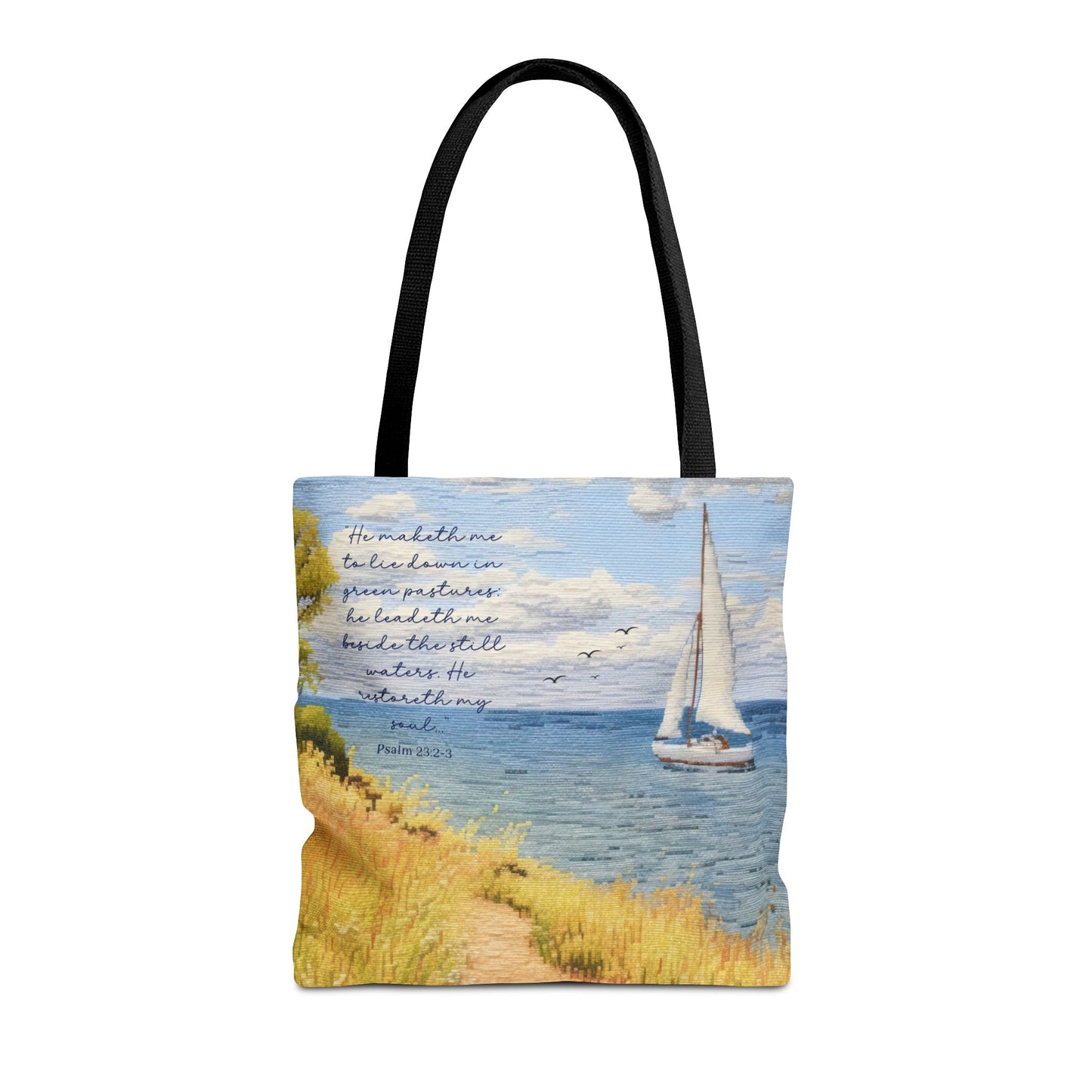 Psalm 23, Bible study tote bag, Christian tote, Weekender bag , Scripture tote , Beach tote bag, Coastal tote, Church bag, Gift for Friend.