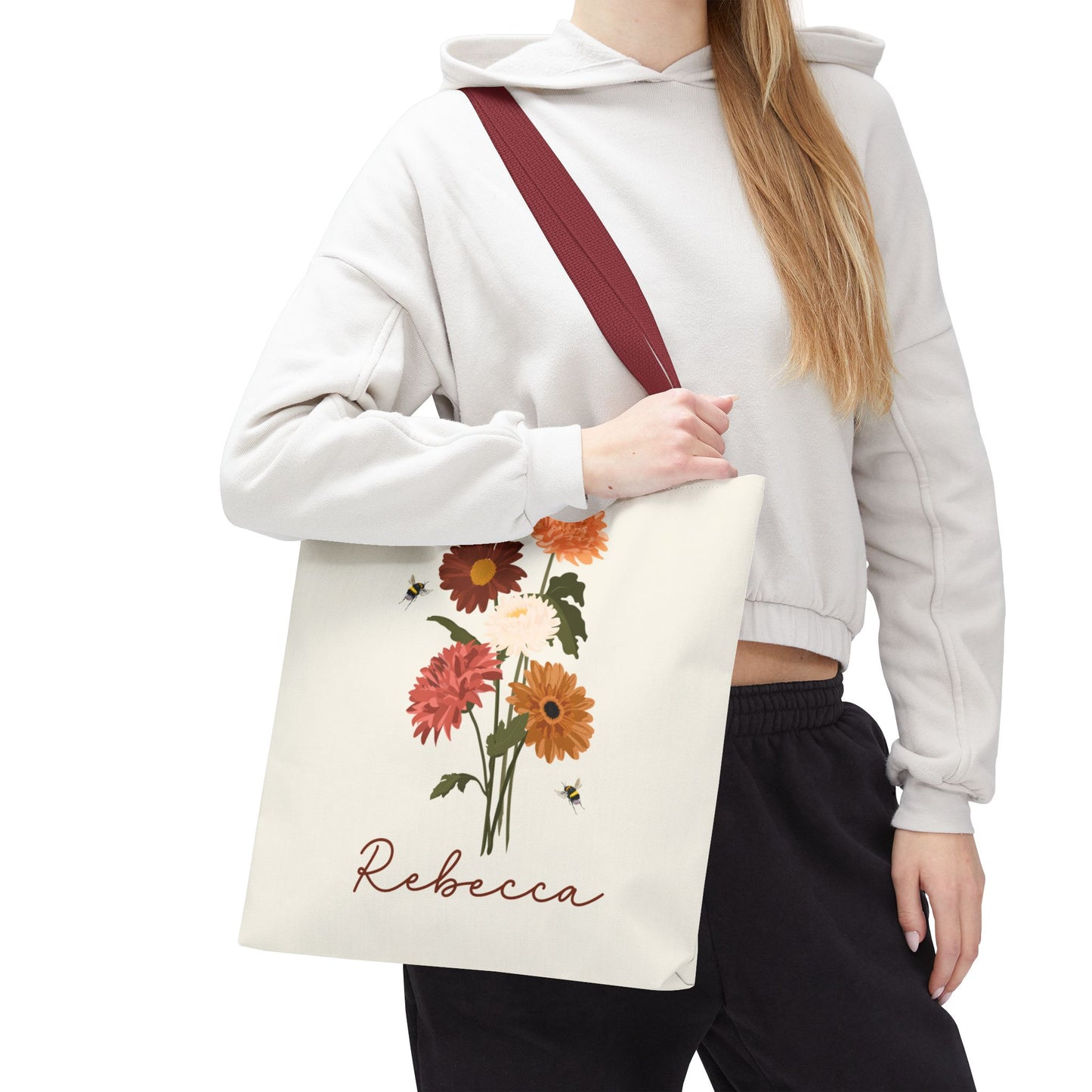 Personalized tote bag, Wildflower tote bag, Teacher tote bag, Custom Bridesmaid tote bag, Book lovers Bag, Personalized gift,  Flower tote.