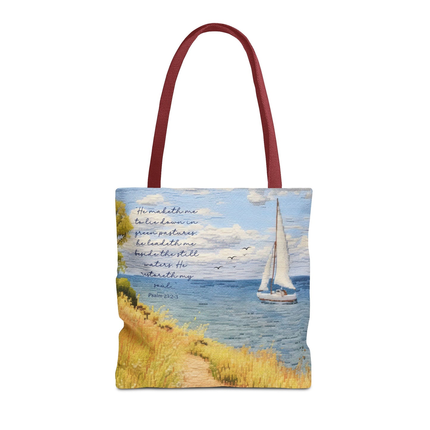 Psalm 23, Bible study tote bag, Christian tote, Weekender bag , Scripture tote , Beach tote bag, Coastal tote, Church bag, Gift for Friend.