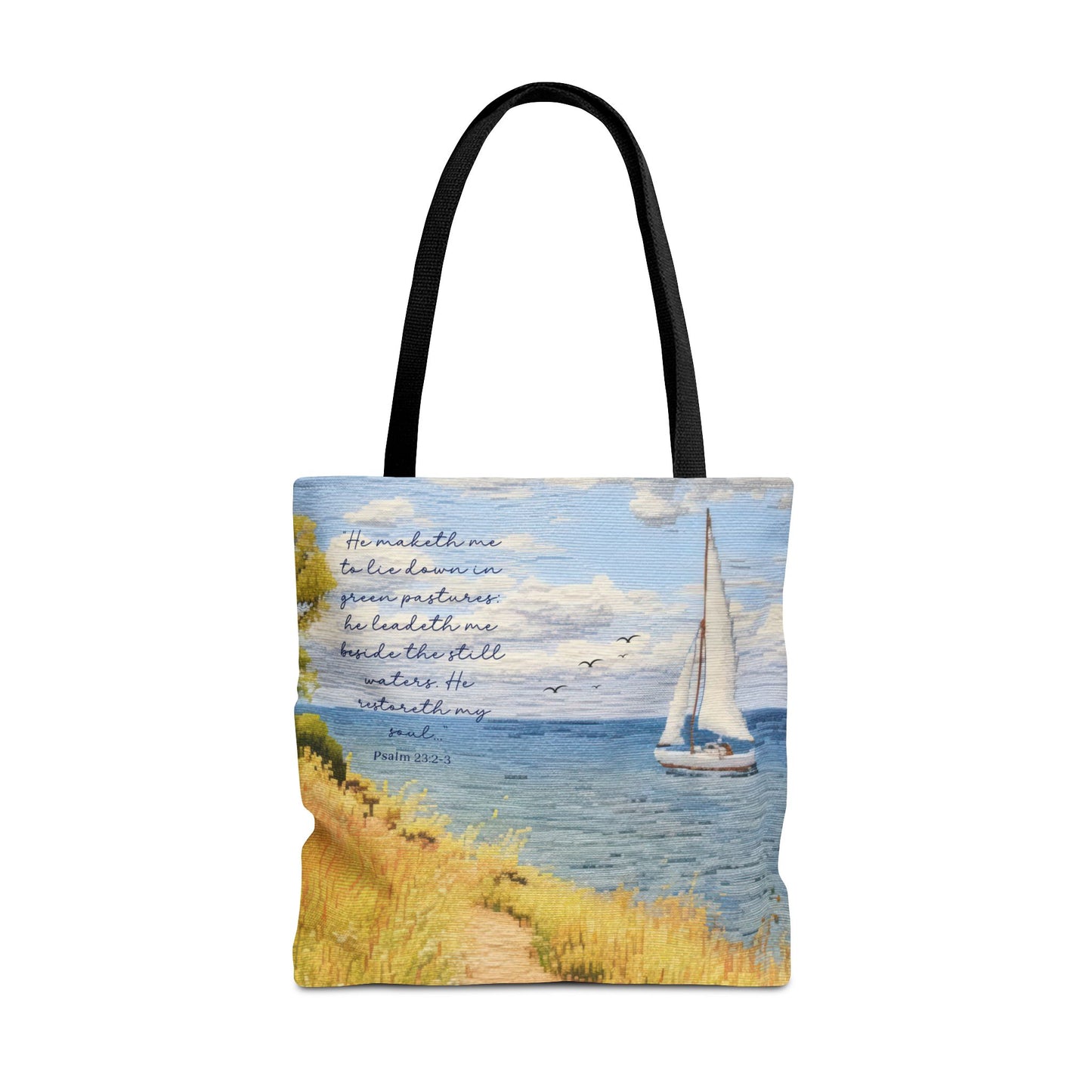 Psalm 23, Bible study tote bag, Christian tote, Weekender bag , Scripture tote , Beach tote bag, Coastal tote, Church bag, Gift for Friend.