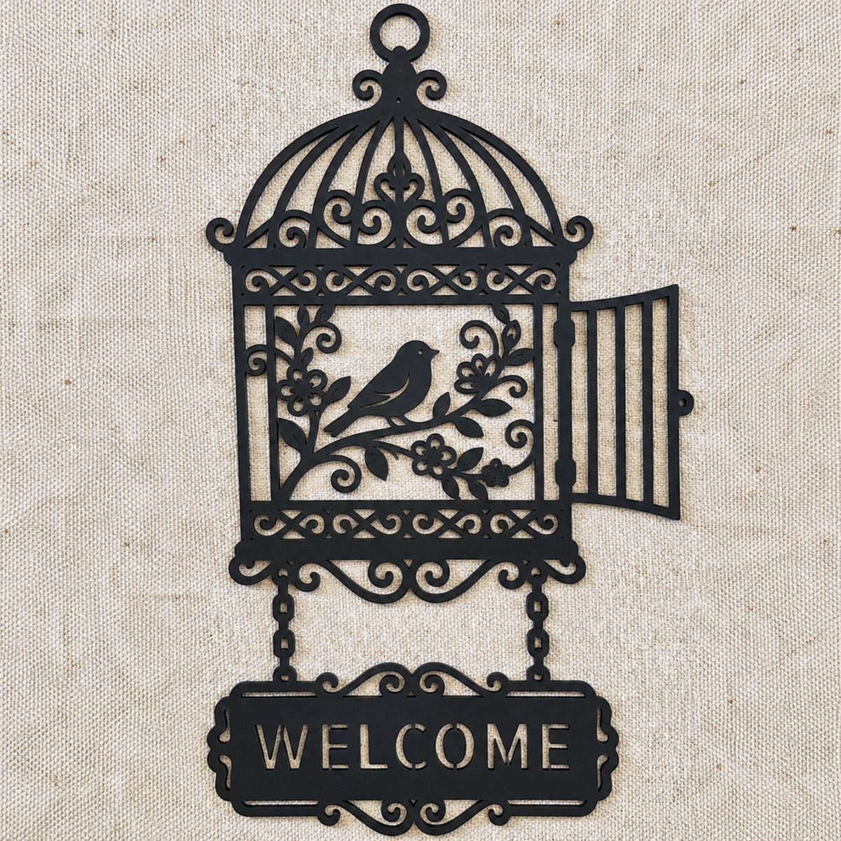 Personalized Metal Welcome Sign, Birdcage Wall Decor, Custom Address Sign, Garden Sign, Family Name Sign, Bird Lover Gift, Porch Decor