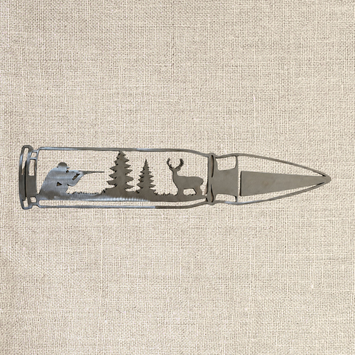 Deer Hunting Metal Wall Art, Hunter & Buck Decor, Rustic Cabin Sign, Hunting Gift for Dad, Metal Bullet Wall Decor, Wildlife Sign