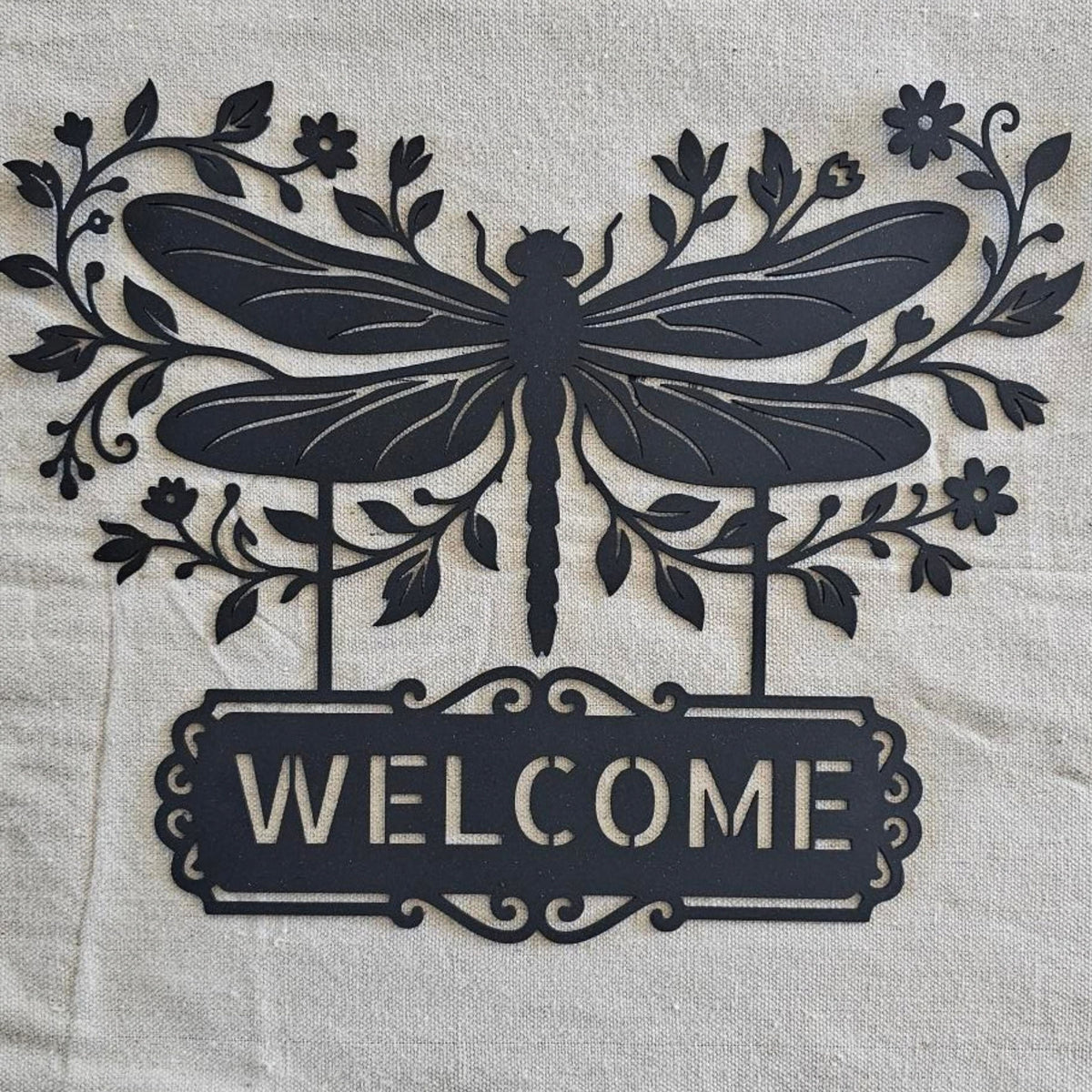Dragonfly Metal Welcome Sign, Personalized Garden Sign, Custom Address Sign, Family Name Sign, Outdoor Metal Garden Decor, Housewarming Gift