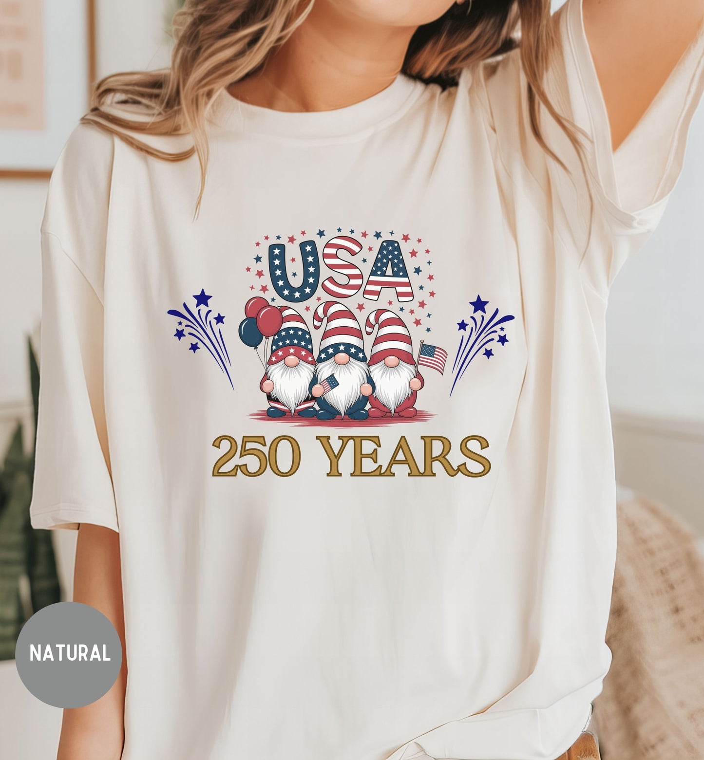 USA 250 Years Shirt, Patriotic Gnome T-Shirt, America 250th Anniversary, Fourth of July, USA Birthday, Semiquincentennial,, Patriotic tee