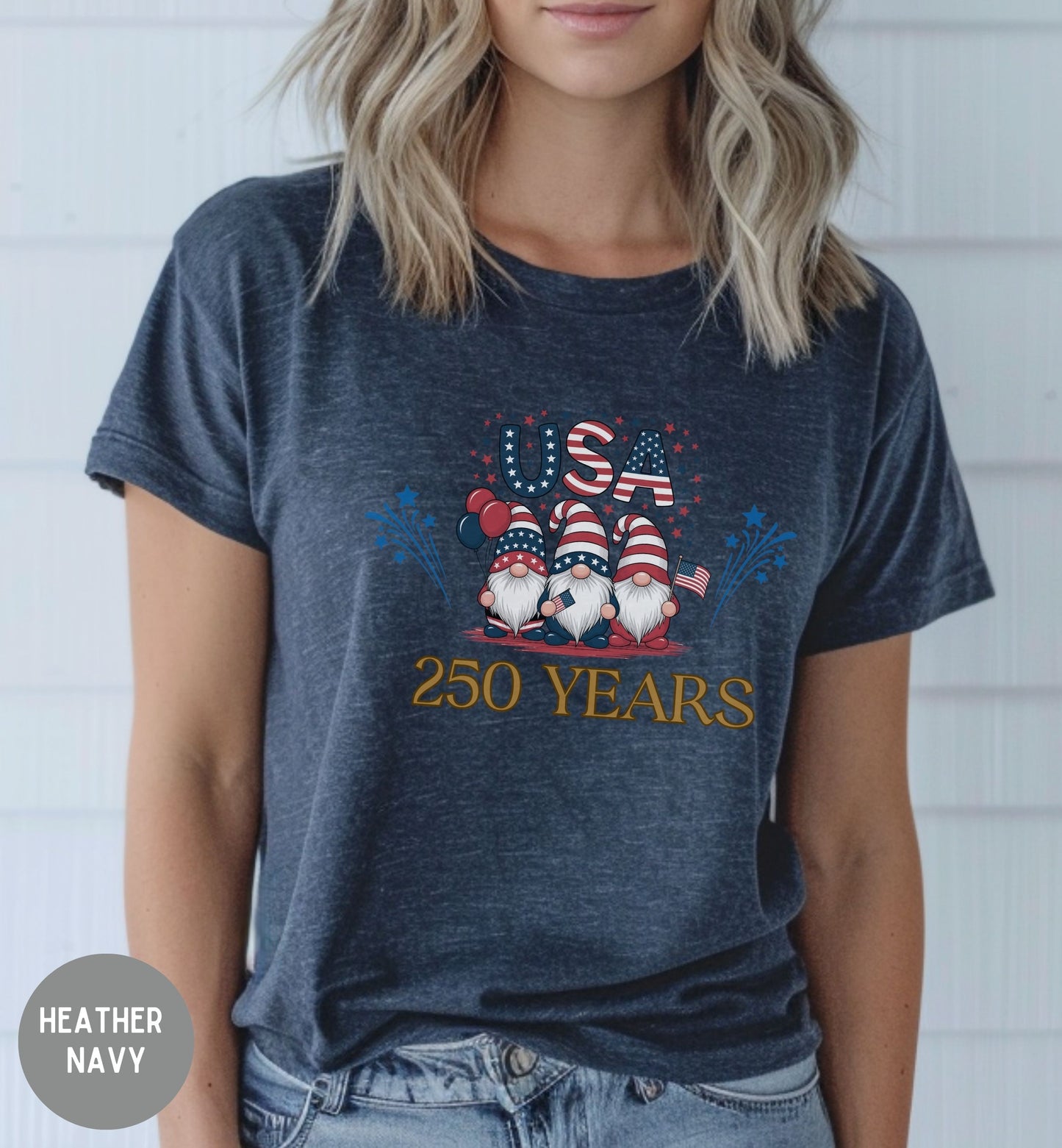 USA 250 Years Shirt, Patriotic Gnome T-Shirt, America 250th Anniversary, Fourth of July, USA Birthday, Semiquincentennial,, Patriotic tee