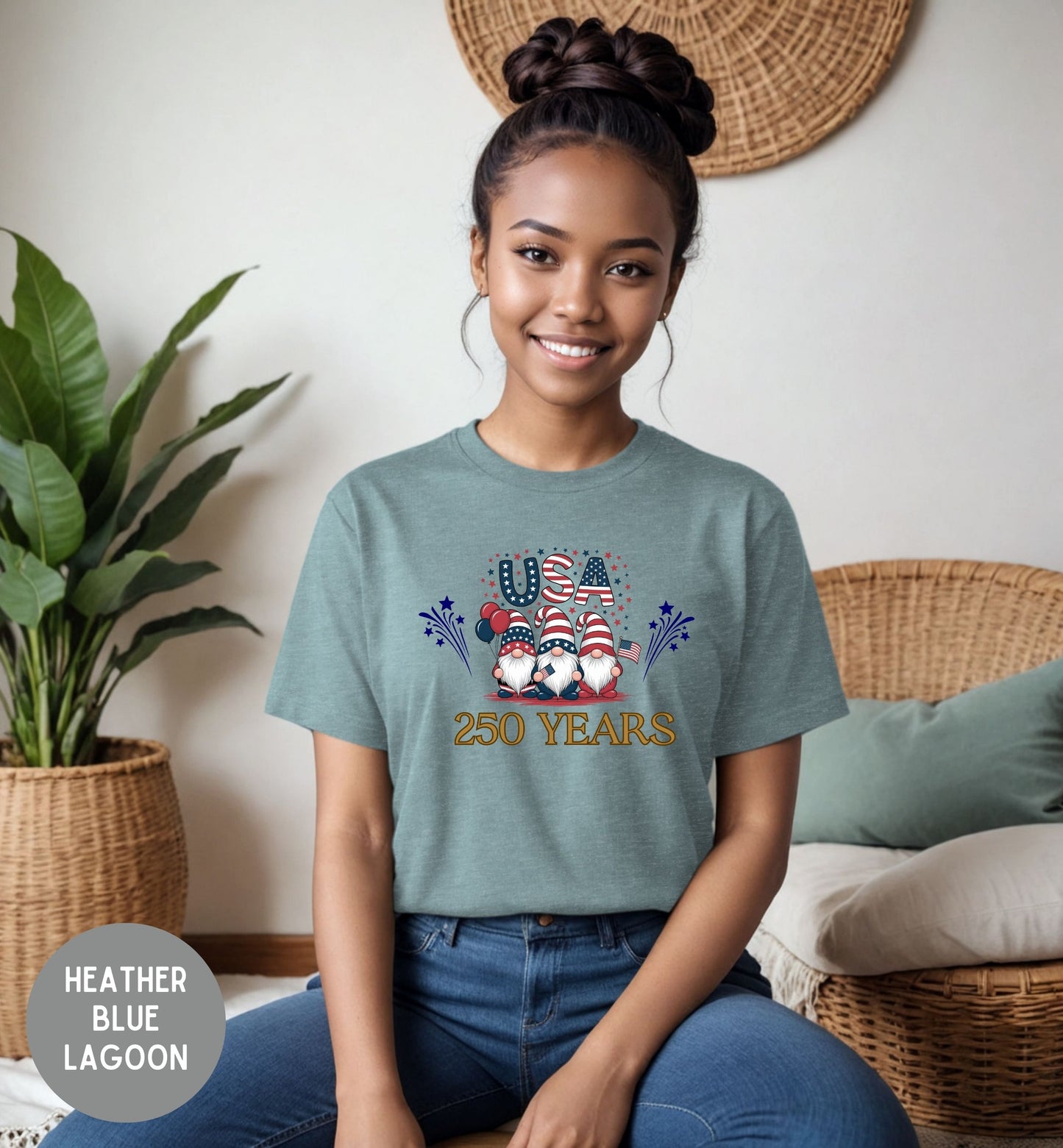 USA 250 Years Shirt, Patriotic Gnome T-Shirt, America 250th Anniversary, Fourth of July, USA Birthday, Semiquincentennial,, Patriotic tee