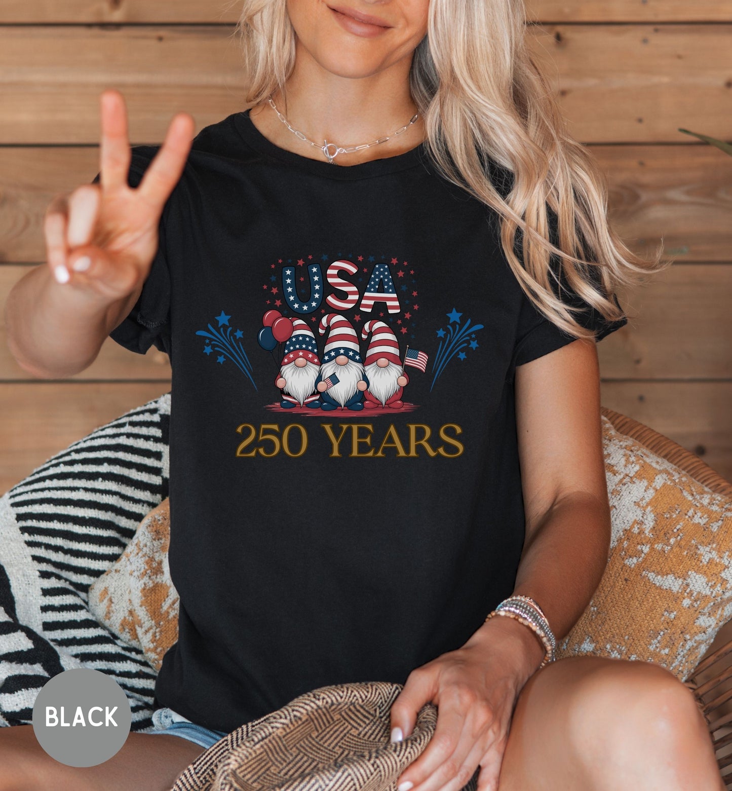 USA 250 Years Shirt, Patriotic Gnome T-Shirt, America 250th Anniversary, Fourth of July, USA Birthday, Semiquincentennial,, Patriotic tee