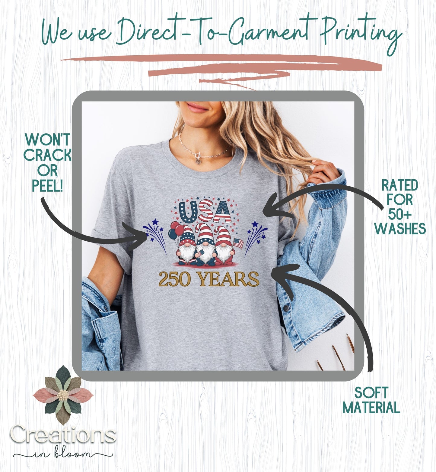USA 250 Years Shirt, Patriotic Gnome T-Shirt, America 250th Anniversary, Fourth of July, USA Birthday, Semiquincentennial,, Patriotic tee