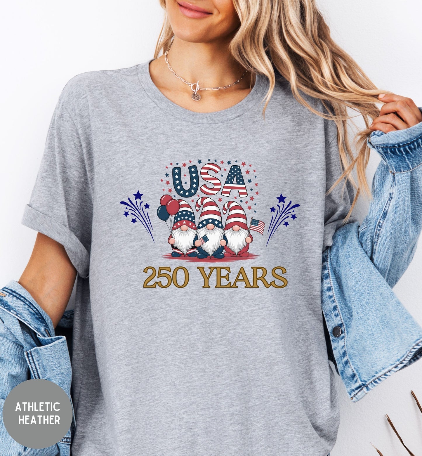 USA 250 Years Shirt, Patriotic Gnome T-Shirt, America 250th Anniversary, Fourth of July, USA Birthday, Semiquincentennial,, Patriotic tee