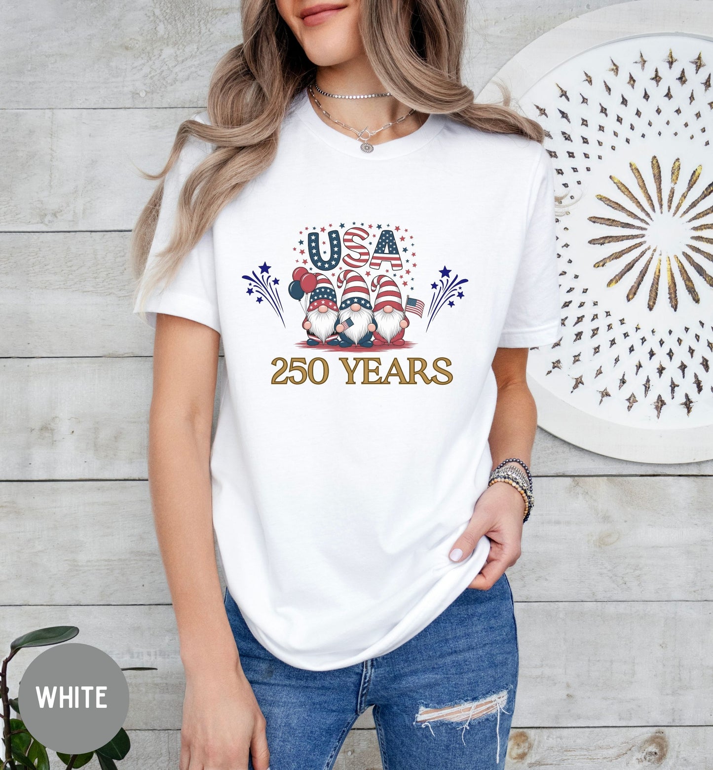 USA 250 Years Shirt, Patriotic Gnome T-Shirt, America 250th Anniversary, Fourth of July, USA Birthday, Semiquincentennial,, Patriotic tee