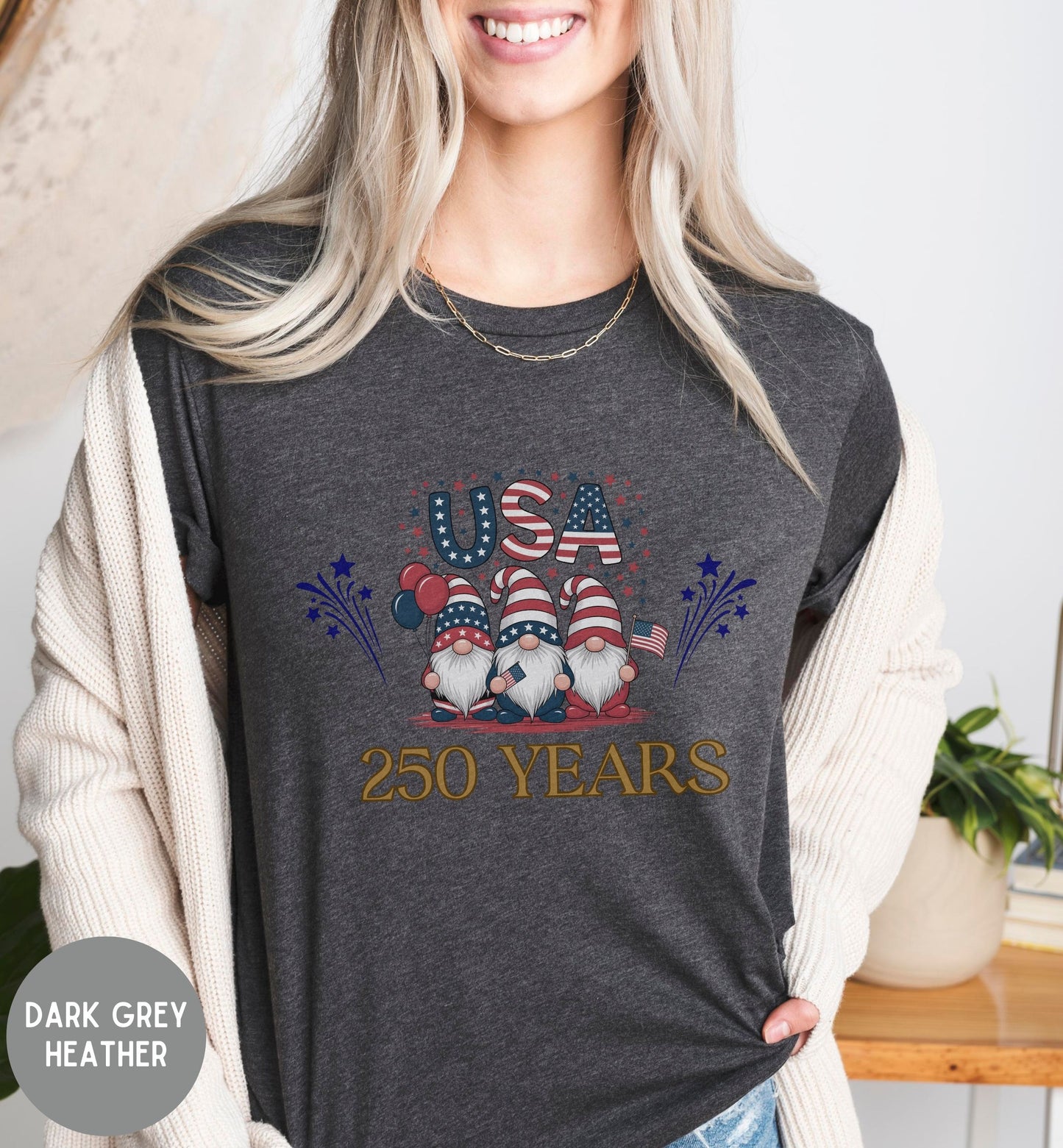 USA 250 Years Shirt, Patriotic Gnome T-Shirt, America 250th Anniversary, Fourth of July, USA Birthday, Semiquincentennial,, Patriotic tee
