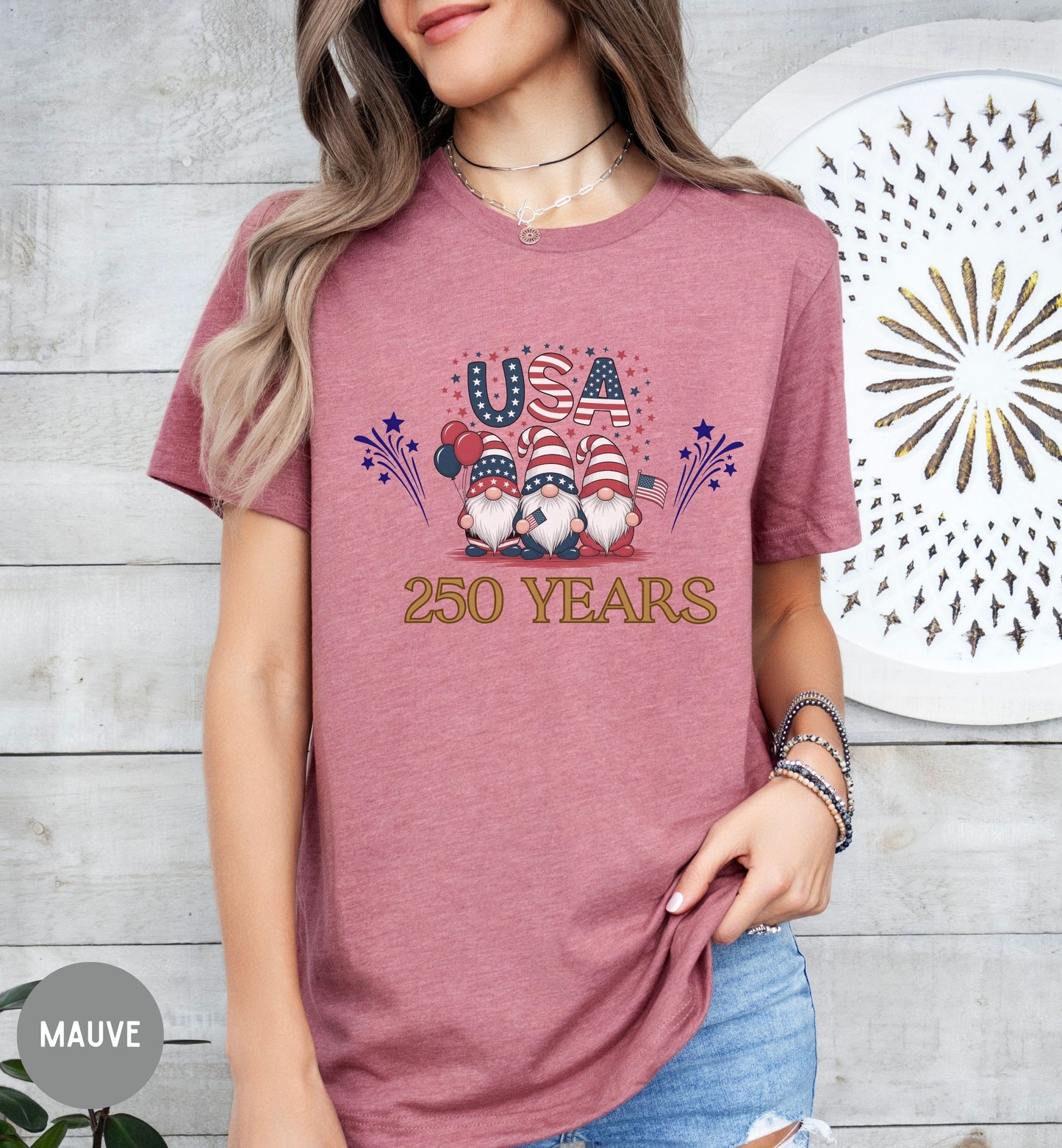 USA 250 Years Shirt, Patriotic Gnome T-Shirt, America 250th Anniversary, Fourth of July, USA Birthday, Semiquincentennial,, Patriotic tee