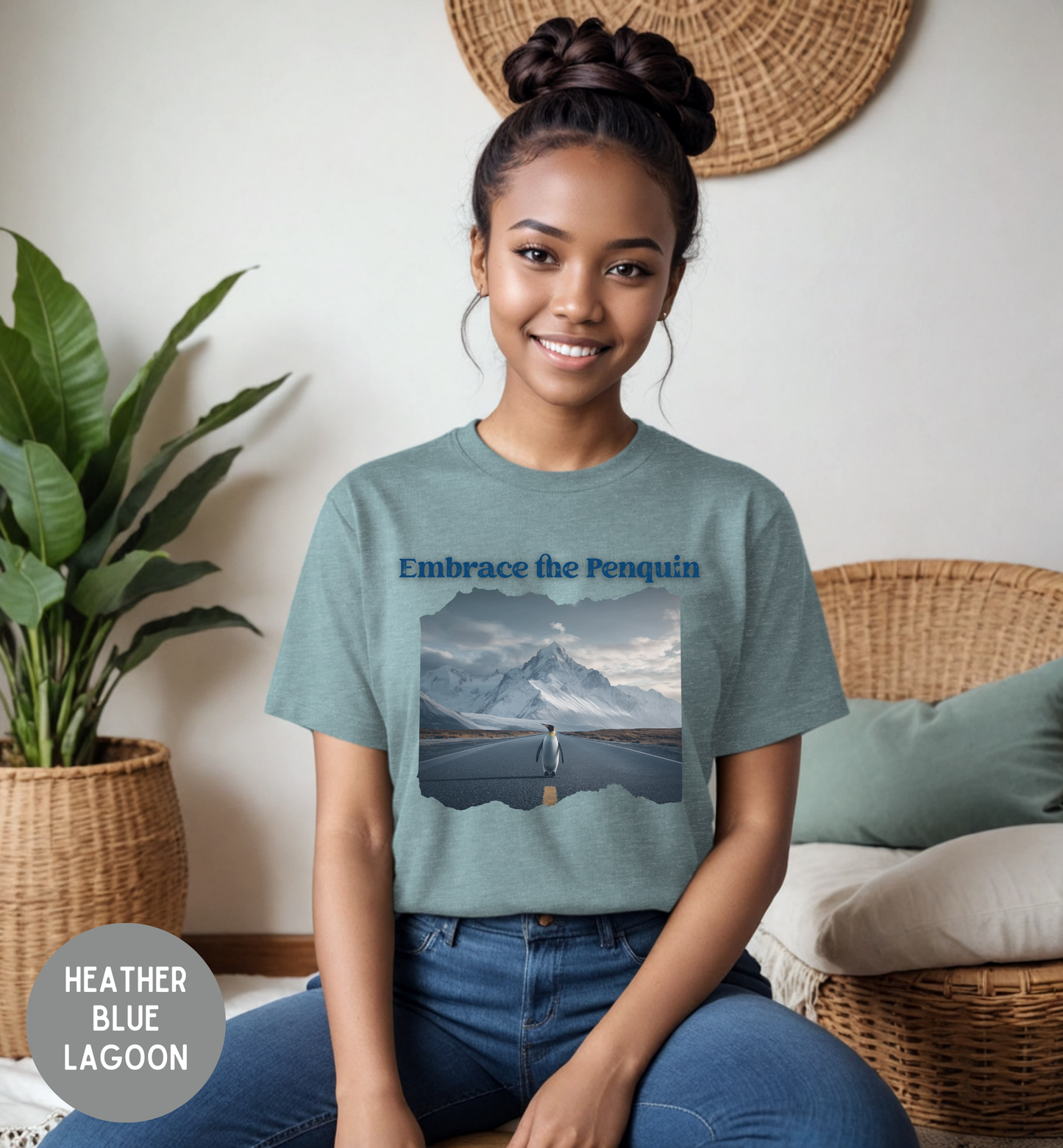 Embrace the Penguin T-Shirt, Funny Inspirational Penguin Shirt, Journey, Mountain Road Graphic Tee, Nature Lover, Unisex Shirt