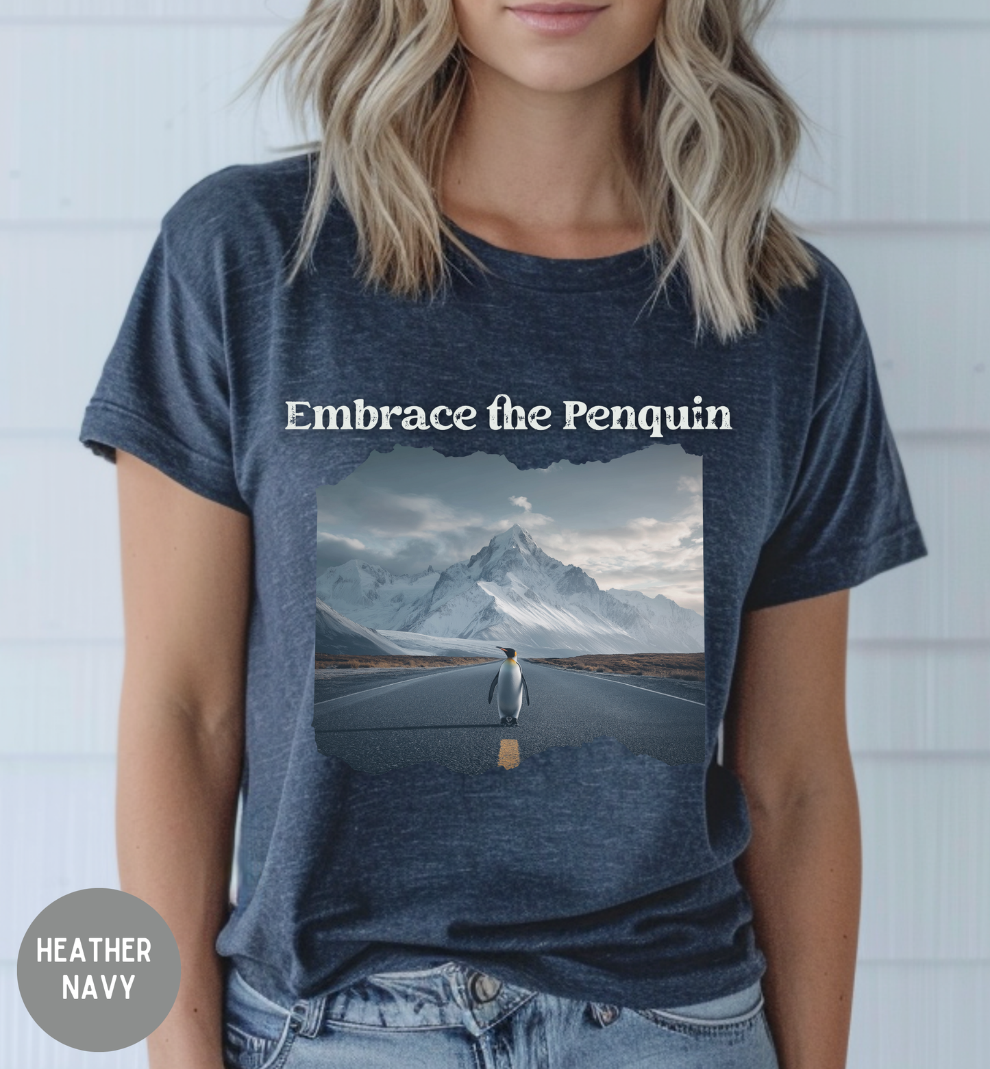 Embrace the Penguin T-Shirt, Funny Inspirational Penguin Shirt, Journey, Mountain Road Graphic Tee, Nature Lover, Unisex Shirt