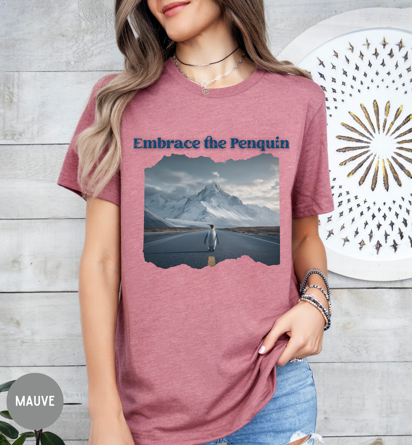 Embrace the Penguin T-Shirt, Funny Inspirational Penguin Shirt, Journey, Mountain Road Graphic Tee, Nature Lover, Unisex Shirt