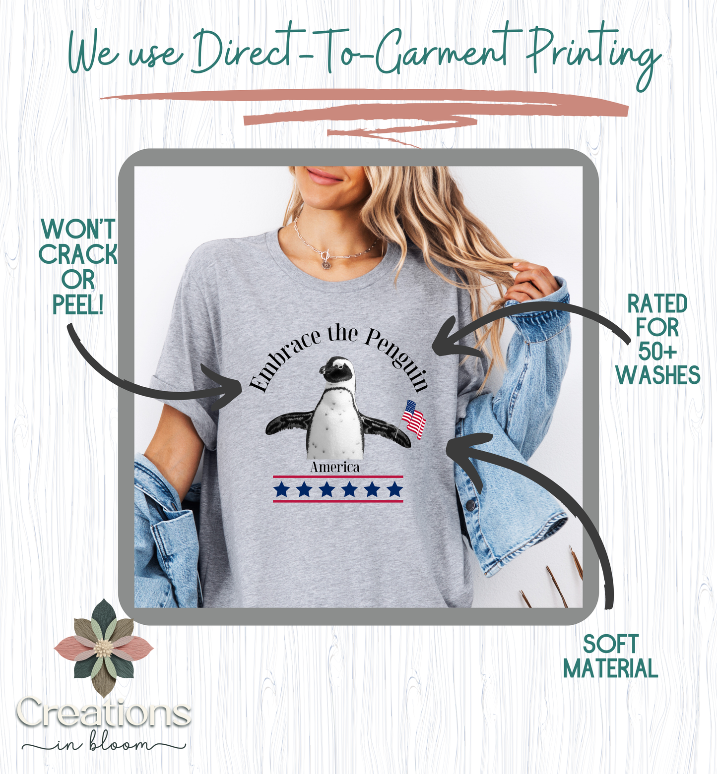 Embrace the Penguin T-Shirt, Patriotic Penguin Shirt, Funny Fourth of July Tee, Unisex USA Graphic Shirt, USA, America, Funny Animal