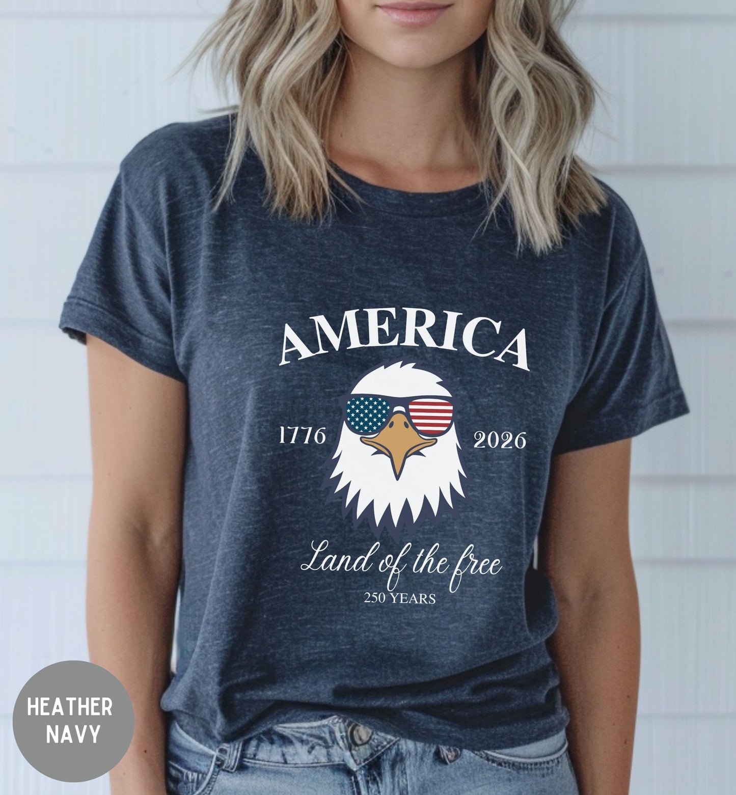 Land of the Free, America 1776-2026 tee, Red White Blue, American Eagle Tee, Fourth of July Shirt, Patriotic tee, Stars and Stripes, USA tee
