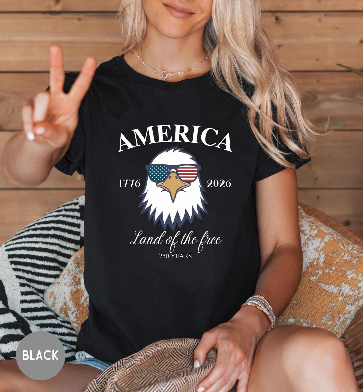 Land of the Free, America 1776-2026 tee, Red White Blue, American Eagle Tee, Fourth of July Shirt, Patriotic tee, Stars and Stripes, USA tee