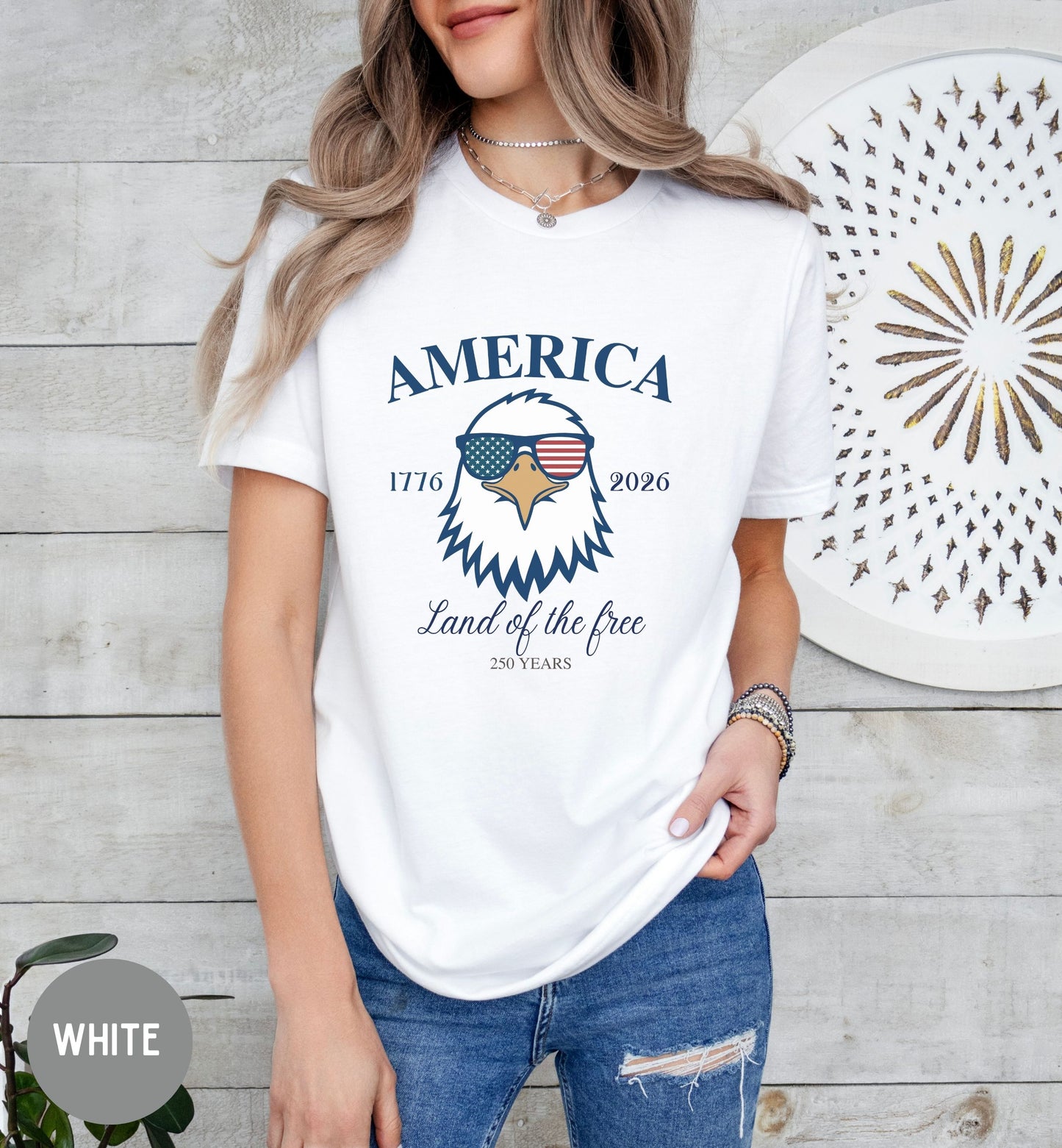 Land of the Free, America 1776-2026 tee, Red White Blue, American Eagle Tee, Fourth of July Shirt, Patriotic tee, Stars and Stripes, USA tee