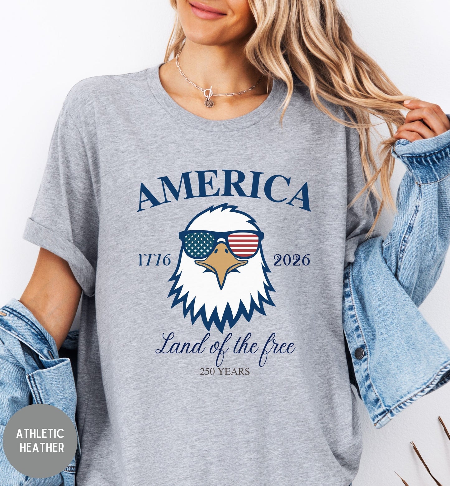 Land of the Free, America 1776-2026 tee, Red White Blue, American Eagle Tee, Fourth of July Shirt, Patriotic tee, Stars and Stripes, USA tee