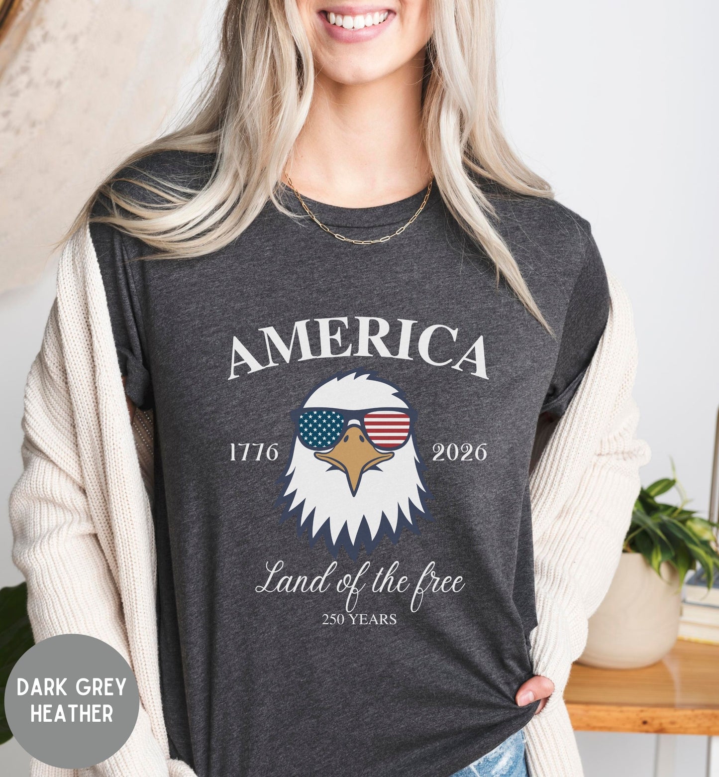 Land of the Free, America 1776-2026 tee, Red White Blue, American Eagle Tee, Fourth of July Shirt, Patriotic tee, Stars and Stripes, USA tee