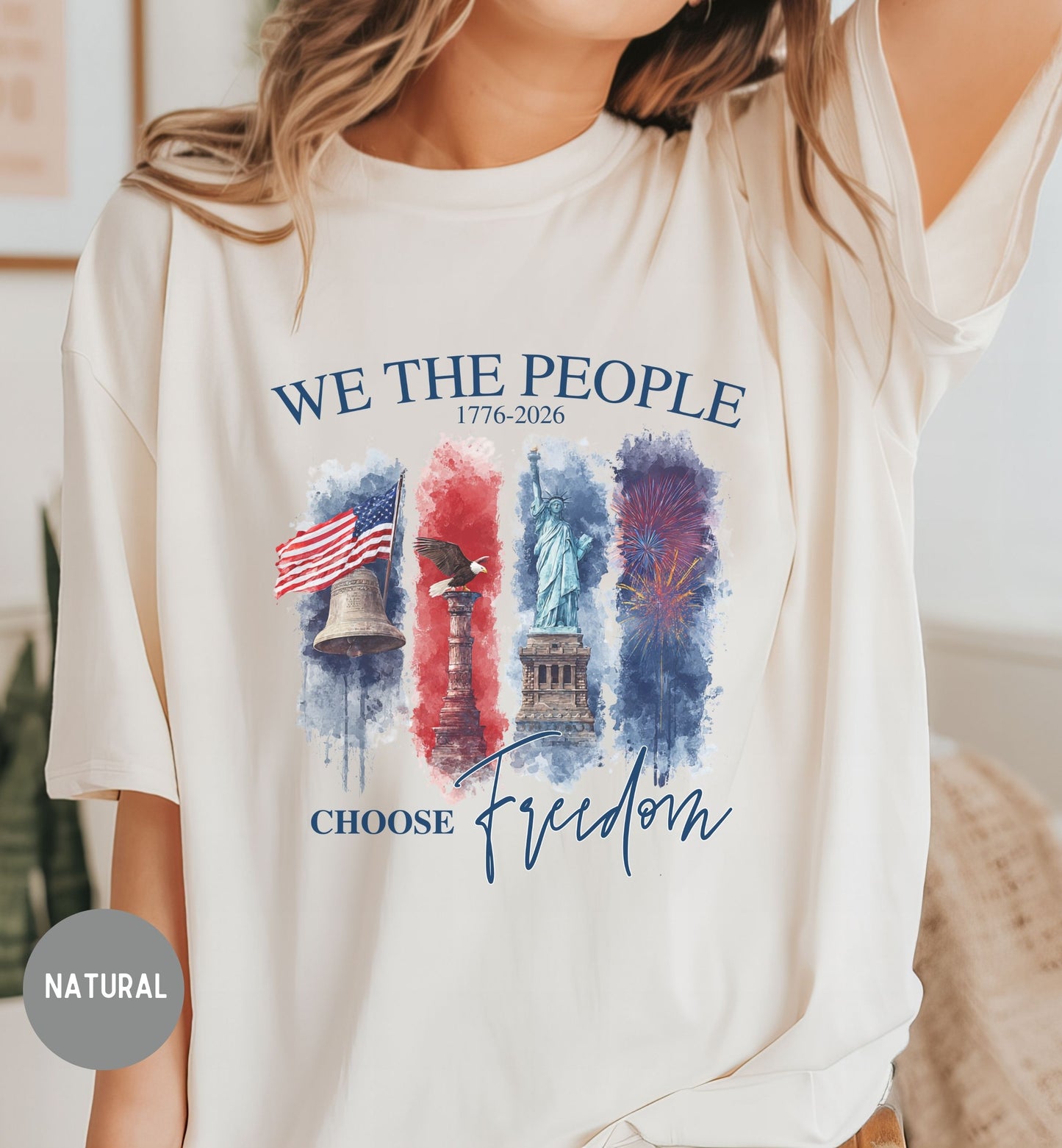 We the People, Land of the Free, America 1776-2026 tee, Red White Blue, Freedom tee, Fourth of July Shirt, Patriotic tee, Stars and Stripes