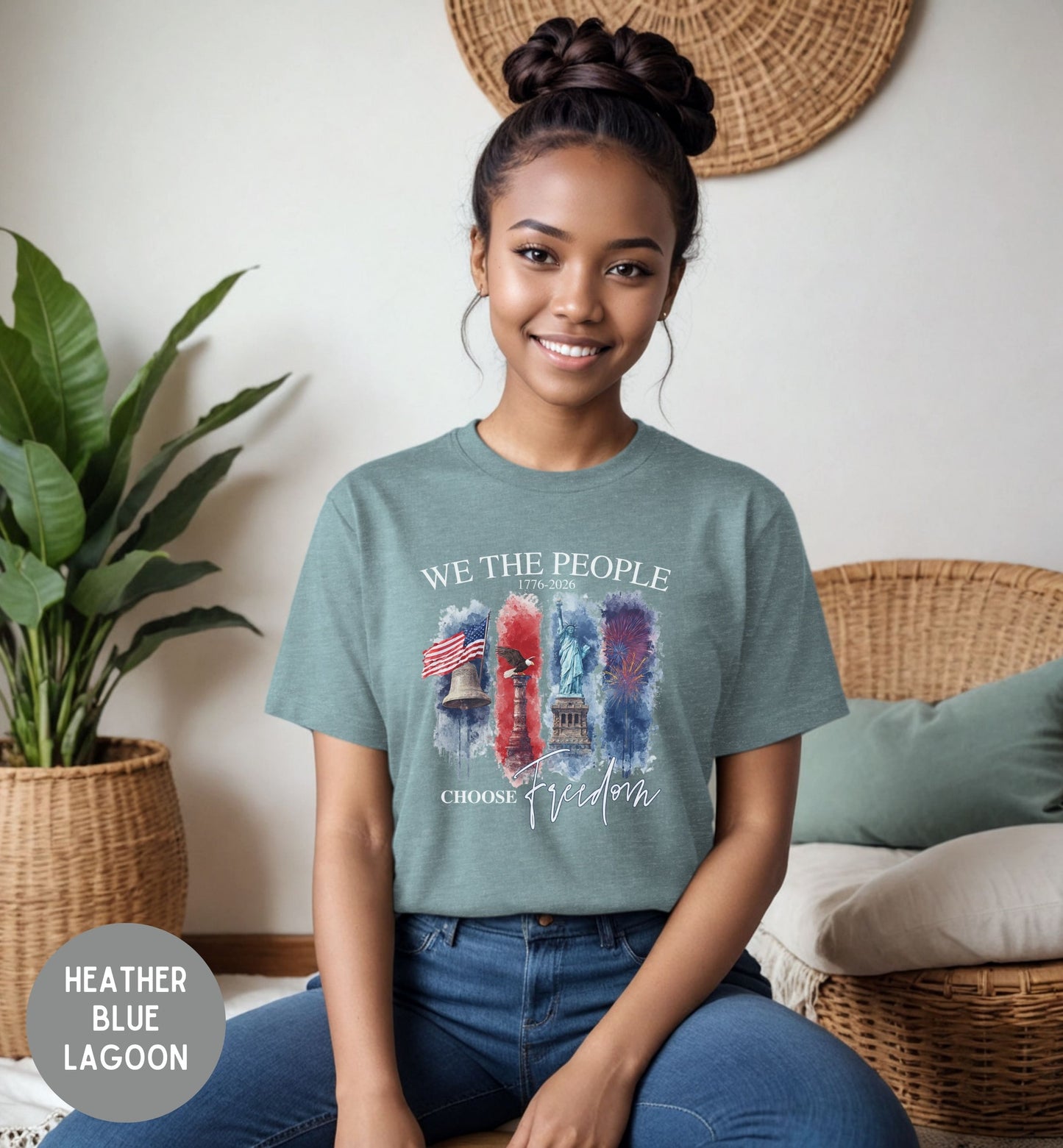 We the People, Land of the Free, America 1776-2026 tee, Red White Blue, Freedom tee, Fourth of July Shirt, Patriotic tee, Stars and Stripes