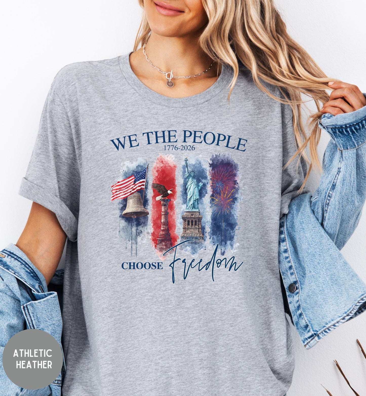 We the People, Land of the Free, America 1776-2026 tee, Red White Blue, Freedom tee, Fourth of July Shirt, Patriotic tee, Stars and Stripes