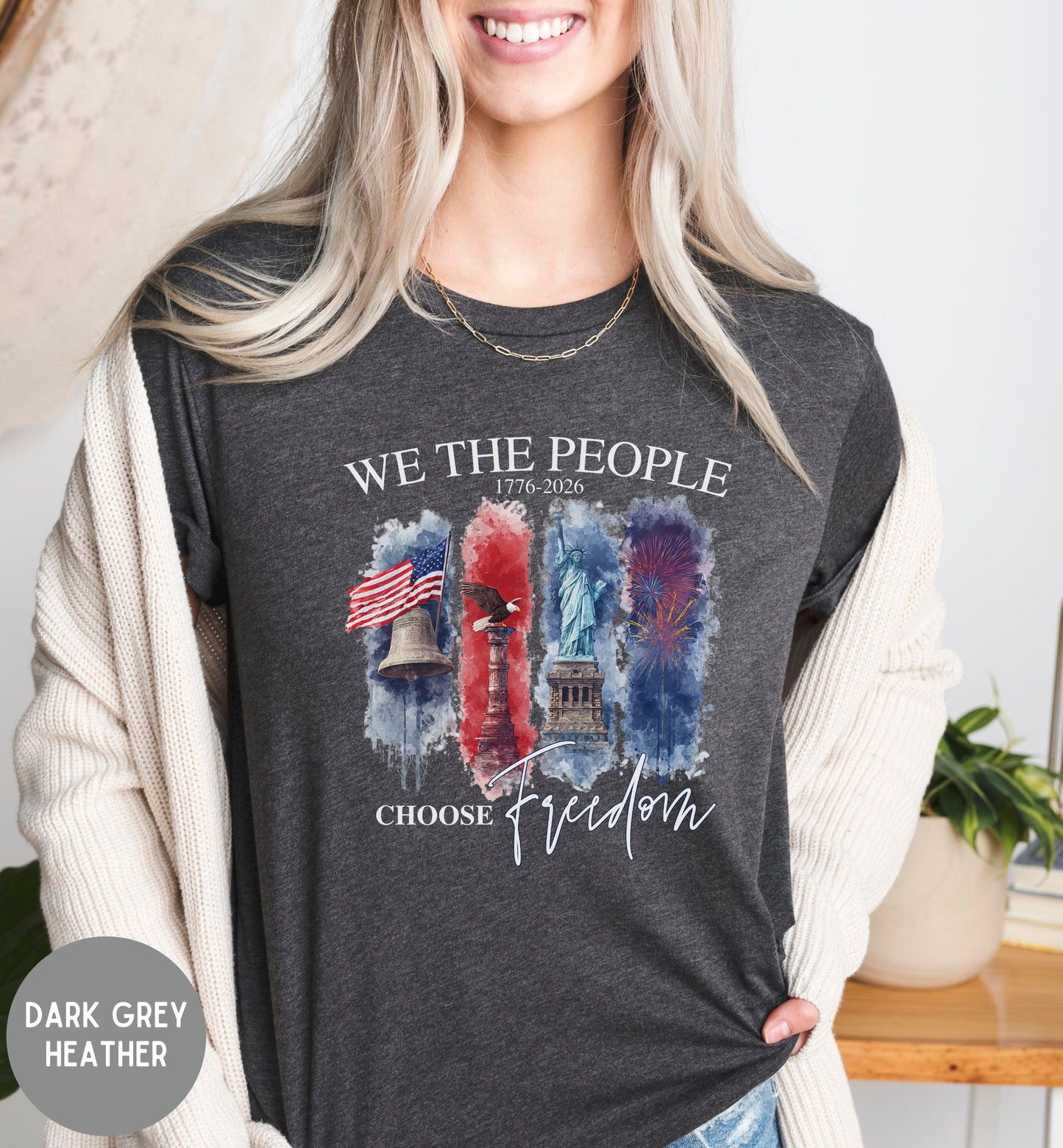 We the People, Land of the Free, America 1776-2026 tee, Red White Blue, Freedom tee, Fourth of July Shirt, Patriotic tee, Stars and Stripes