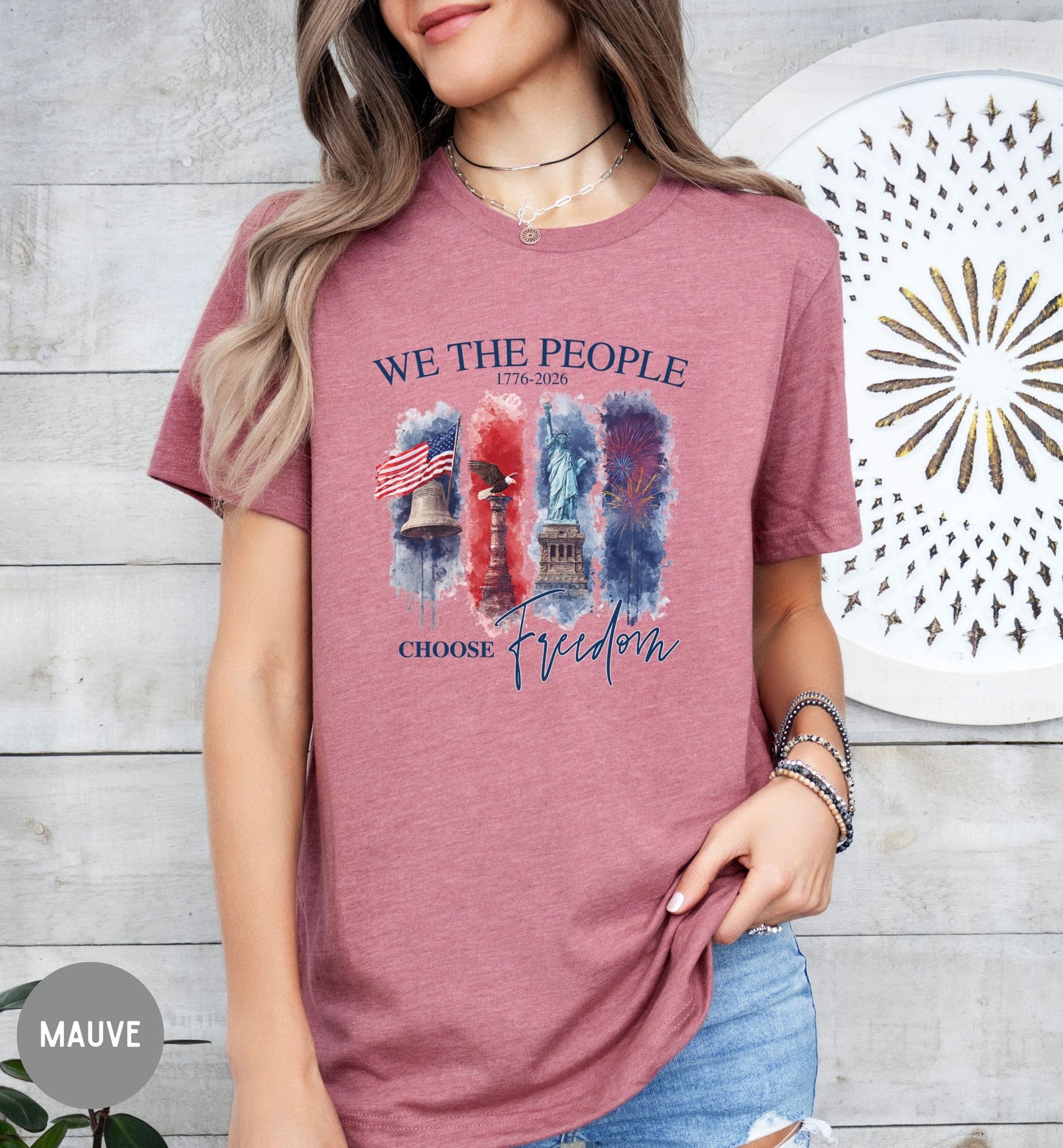 We the People, Land of the Free, America 1776-2026 tee, Red White Blue, Freedom tee, Fourth of July Shirt, Patriotic tee, Stars and Stripes