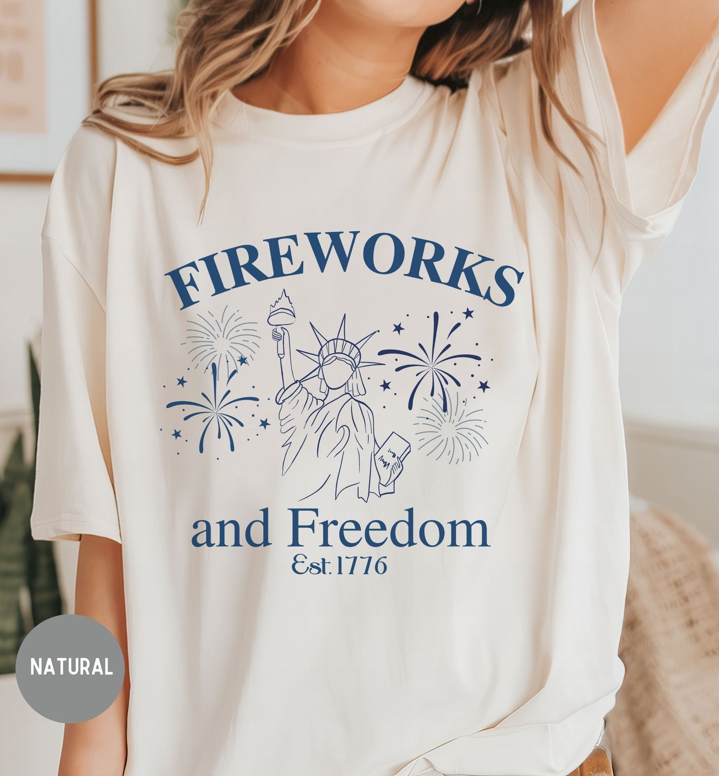 Fireworks and Freedom Shirt, Land of the Free, 1776 tee, Red White Blue, Freedom tee, Fourth of July Shirt, Patriotic tee, Stars and Stripes