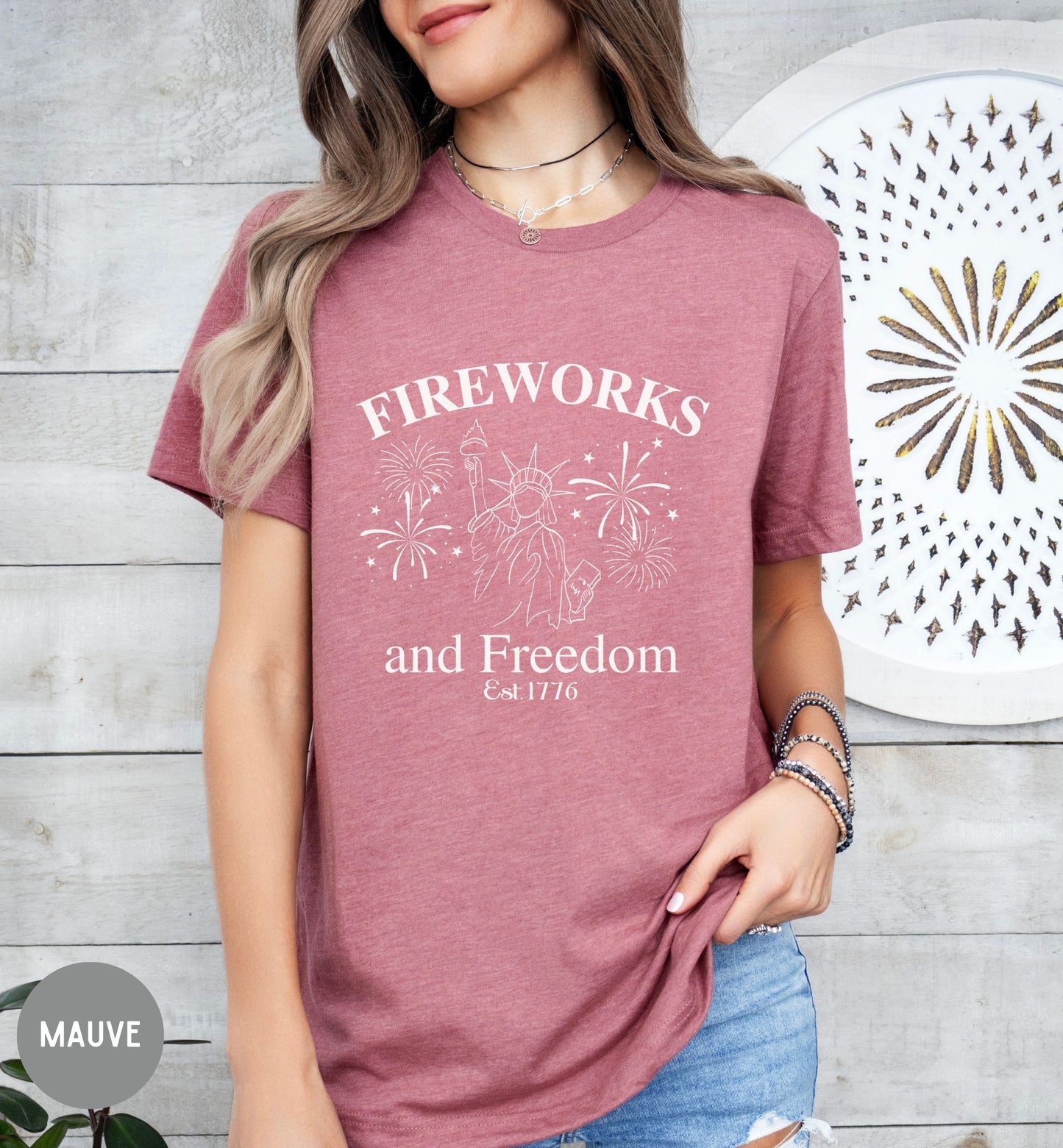 Fireworks and Freedom Shirt, Land of the Free, 1776 tee, Red White Blue, Freedom tee, Fourth of July Shirt, Patriotic tee, Stars and Stripes