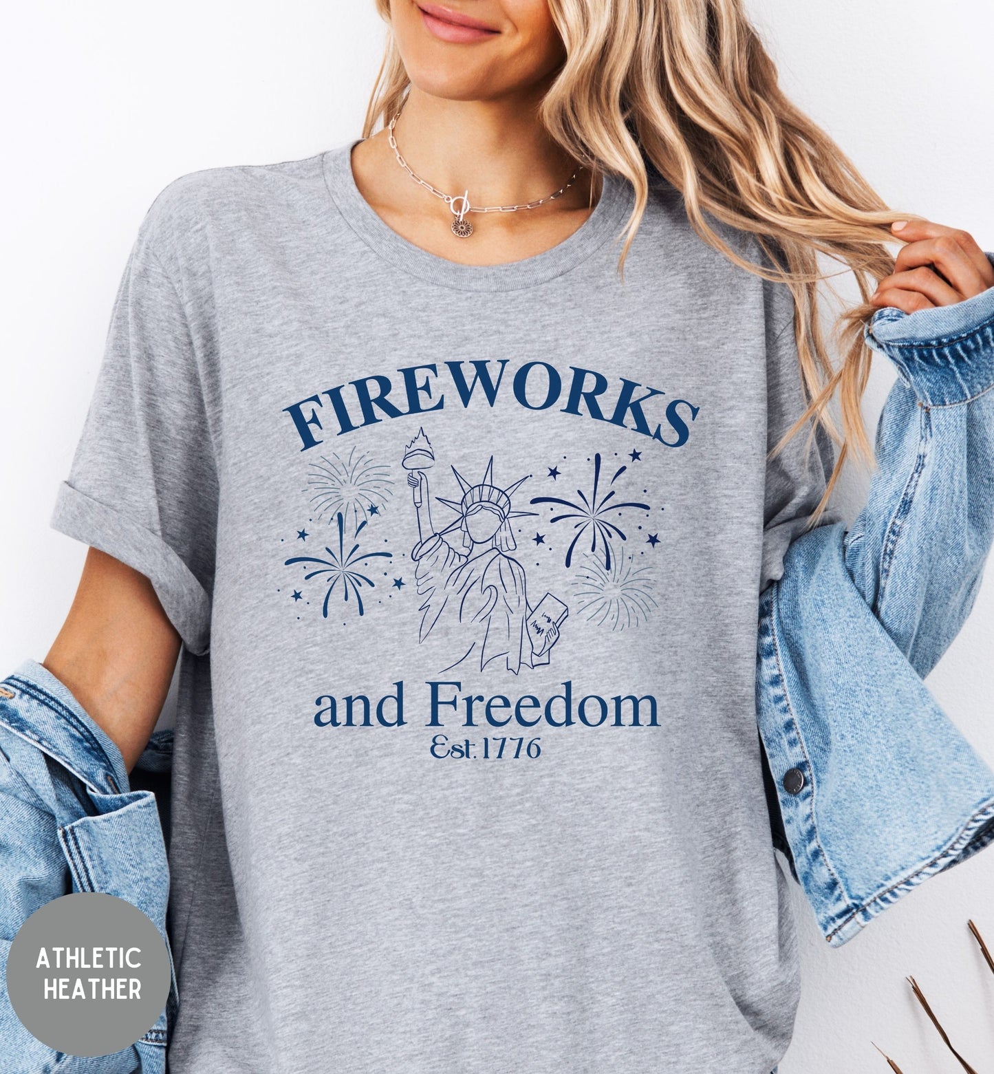 Fireworks and Freedom Shirt, Land of the Free, 1776 tee, Red White Blue, Freedom tee, Fourth of July Shirt, Patriotic tee, Stars and Stripes