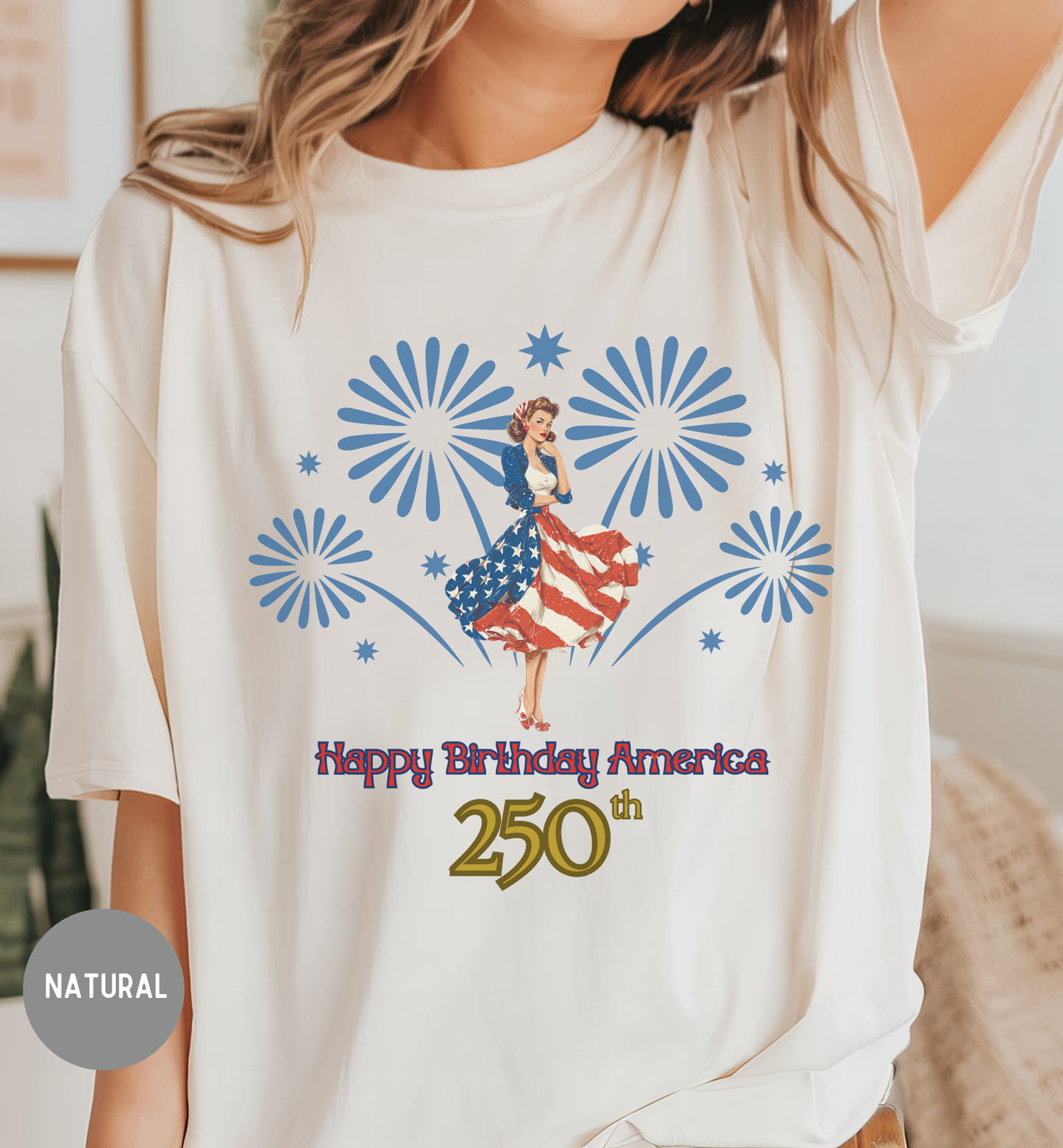 Happy Birthday America 250th T-Shirt | USA 250th Anniversary Shirt | Patriotic Fireworks Tee | Fourth of July 2026 Shirt | Americana Tee