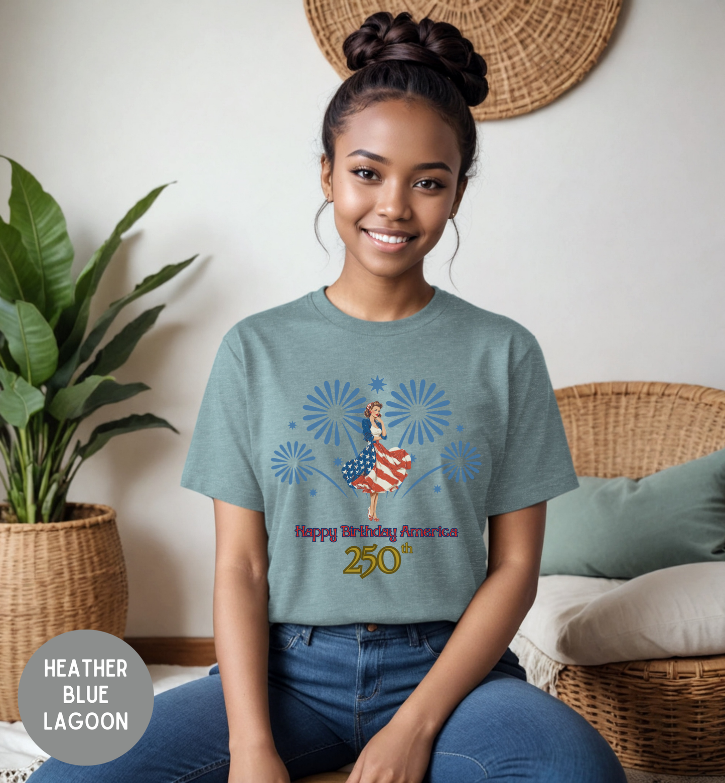 Happy Birthday America 250th T-Shirt | USA 250th Anniversary Shirt | Patriotic Fireworks Tee | Fourth of July 2026 Shirt | Americana Tee
