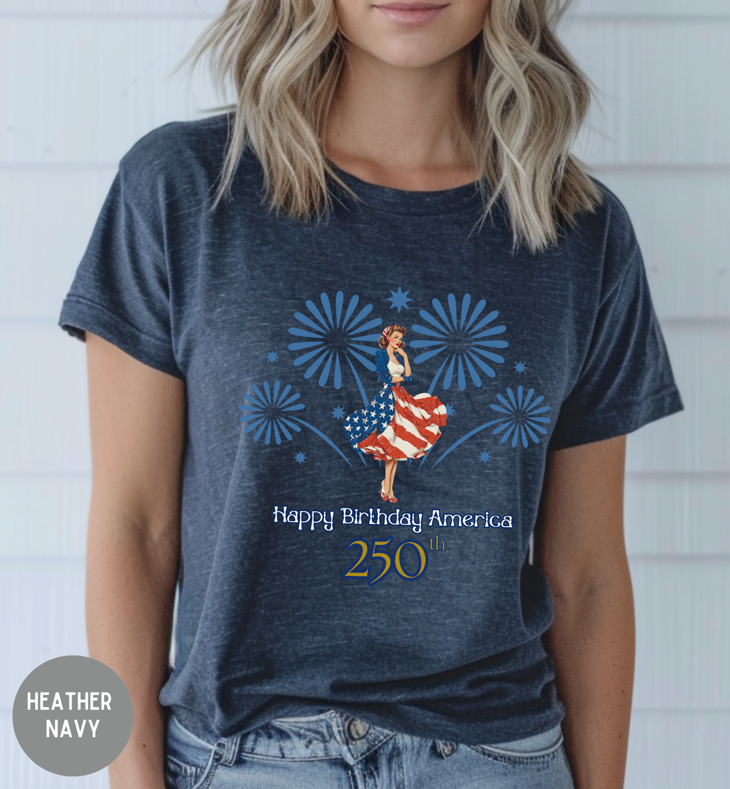 Happy Birthday America 250th T-Shirt | USA 250th Anniversary Shirt | Patriotic Fireworks Tee | Fourth of July 2026 Shirt | Americana Tee