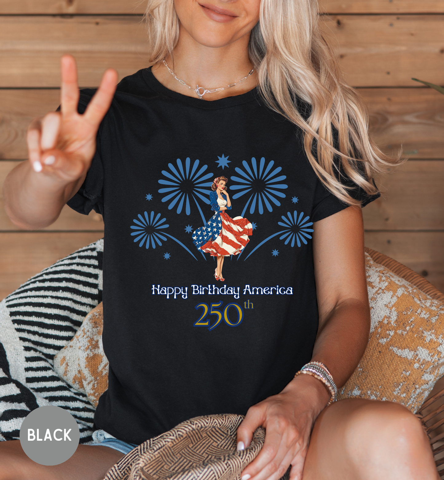 Happy Birthday America 250th T-Shirt | USA 250th Anniversary Shirt | Patriotic Fireworks Tee | Fourth of July 2026 Shirt | Americana Tee