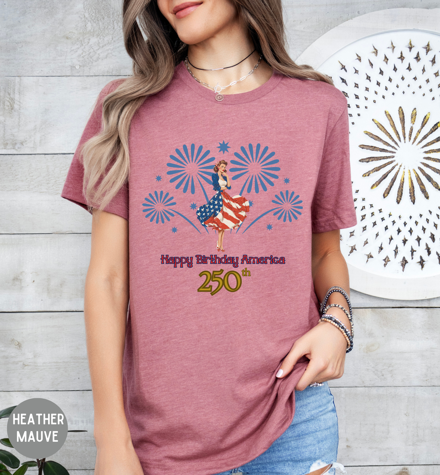 Happy Birthday America 250th T-Shirt | USA 250th Anniversary Shirt | Patriotic Fireworks Tee | Fourth of July 2026 Shirt | Americana Tee