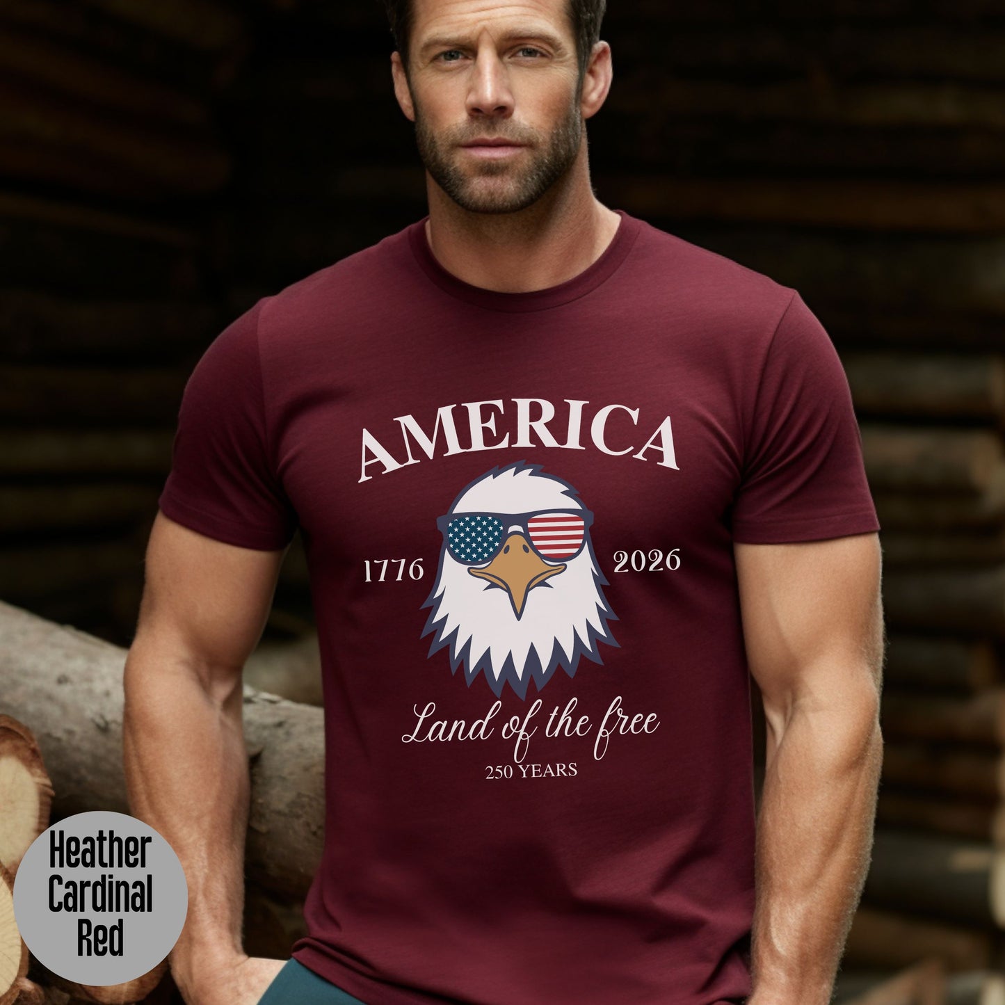 America 250th Anniversary Shirt, Patriotic Eagle tee, Land of the Free, USA Independence, Men's Patriotic shirt, Fourth of July, 1776 - 2026