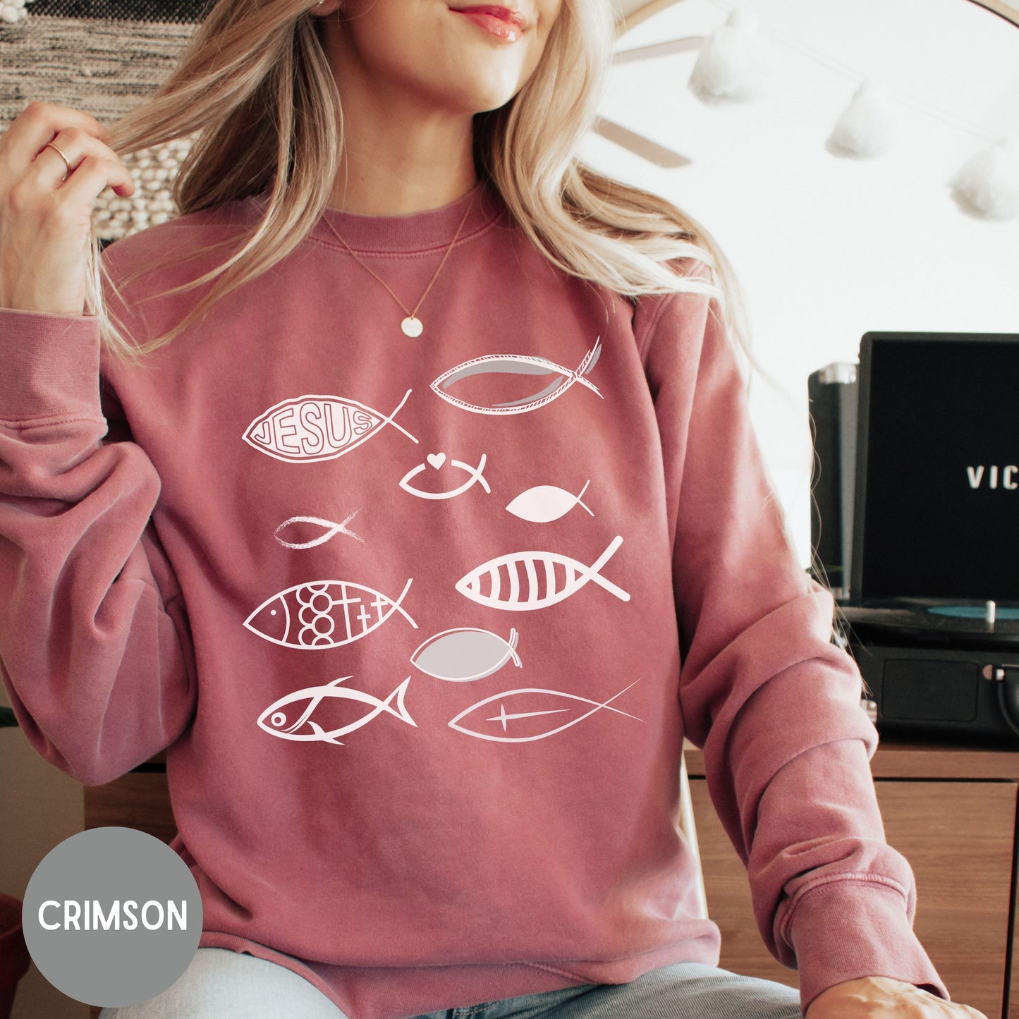 Jesus Christian Sweatshirt, Christian fish sweater, Trendy Faith Apparel, Bible tee, religious apparel, Christian clothing, Christian gift.