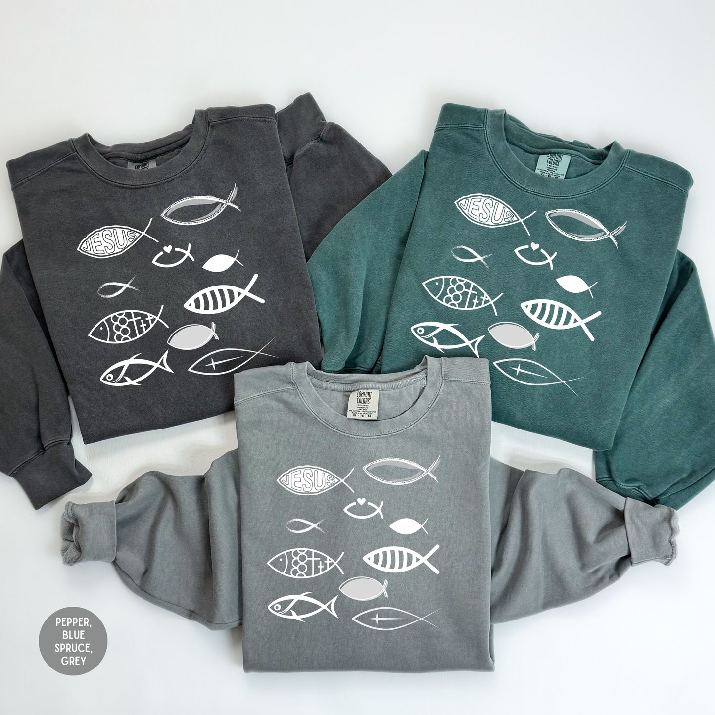 Jesus Christian Sweatshirt, Christian fish sweater, Trendy Faith Apparel, Bible tee, religious apparel, Christian clothing, Christian gift.